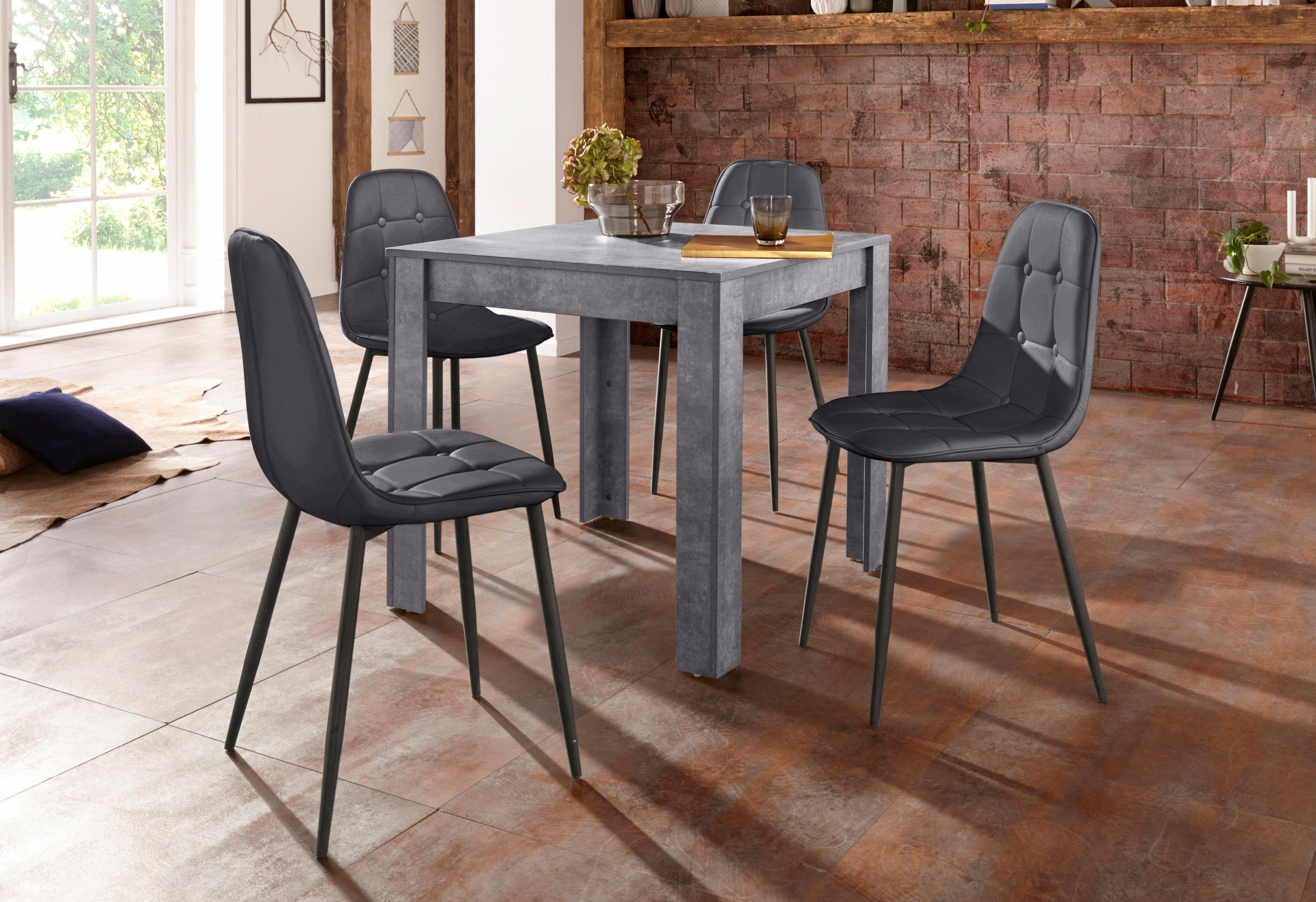 INOSIGN Eethoek met eettafel 80 cm breed (set, 5-delig) eethoeken zwart