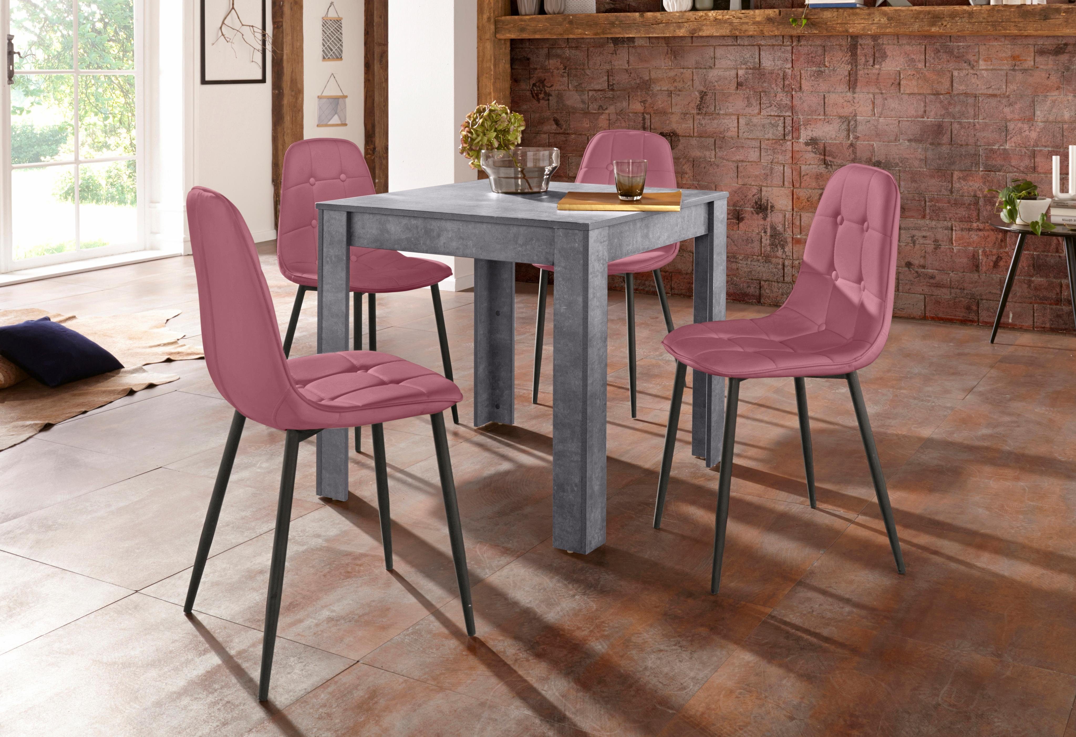 INOSIGN Eethoek met eettafel 80 cm breed (set, 5-delig) eethoeken roze