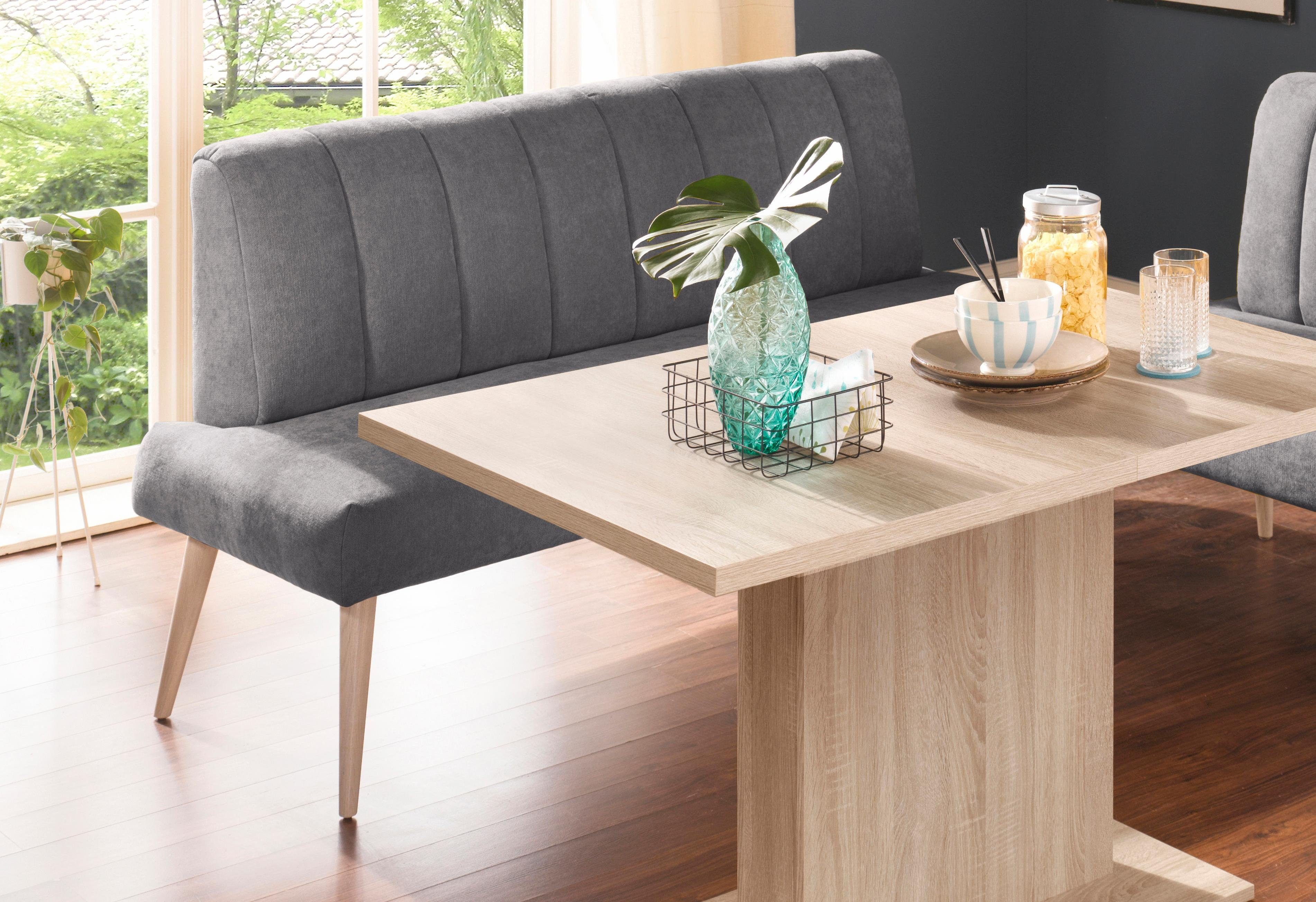 exxpo - sofa fashion Zitbank Costa, moderne rugstikking, comfortabel en elegant, hoge houten voet grijs, eetbanken