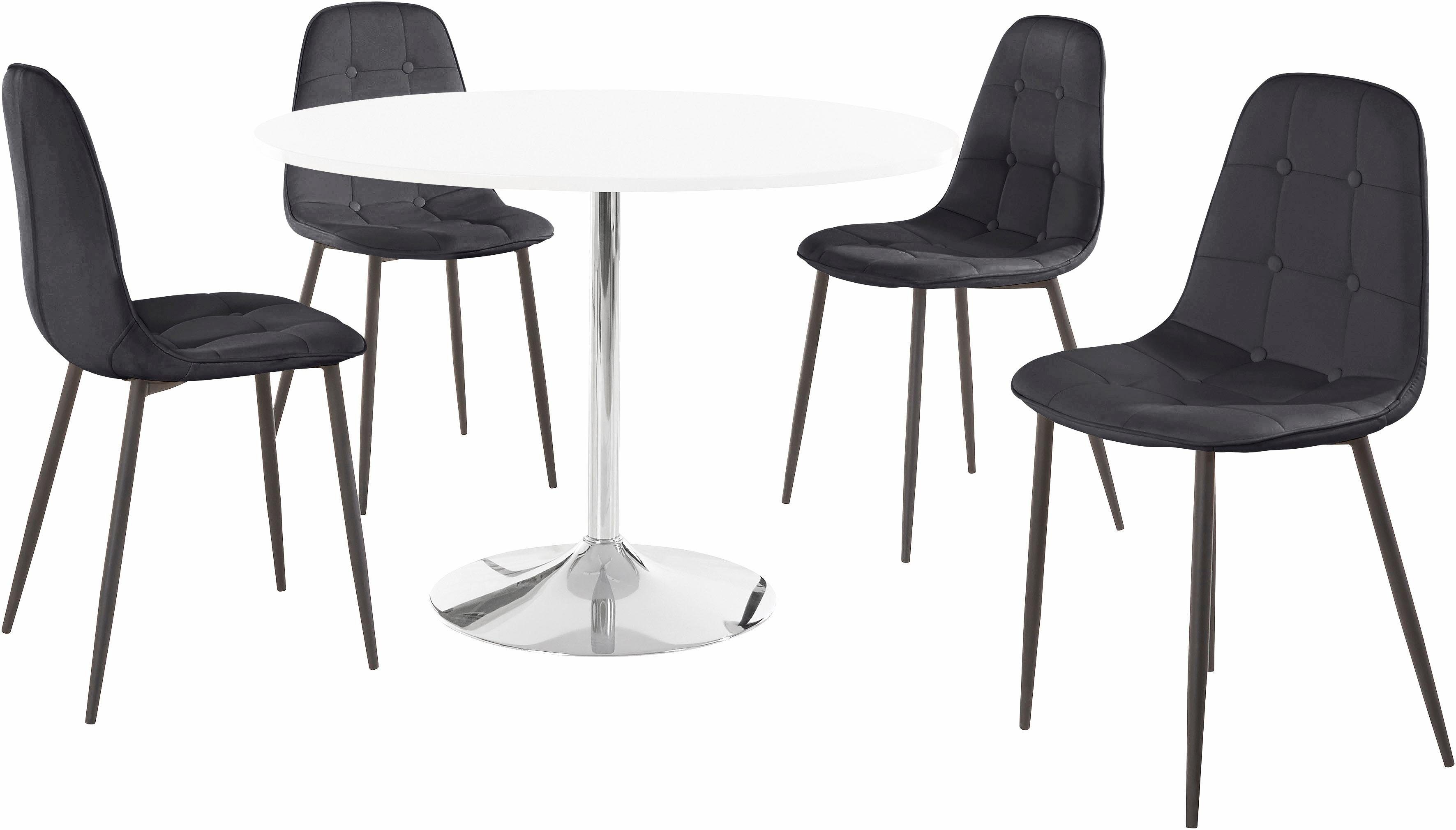 INOSIGN Eethoek met ronde tafel in hoogglans-wit (set, 5-delig)