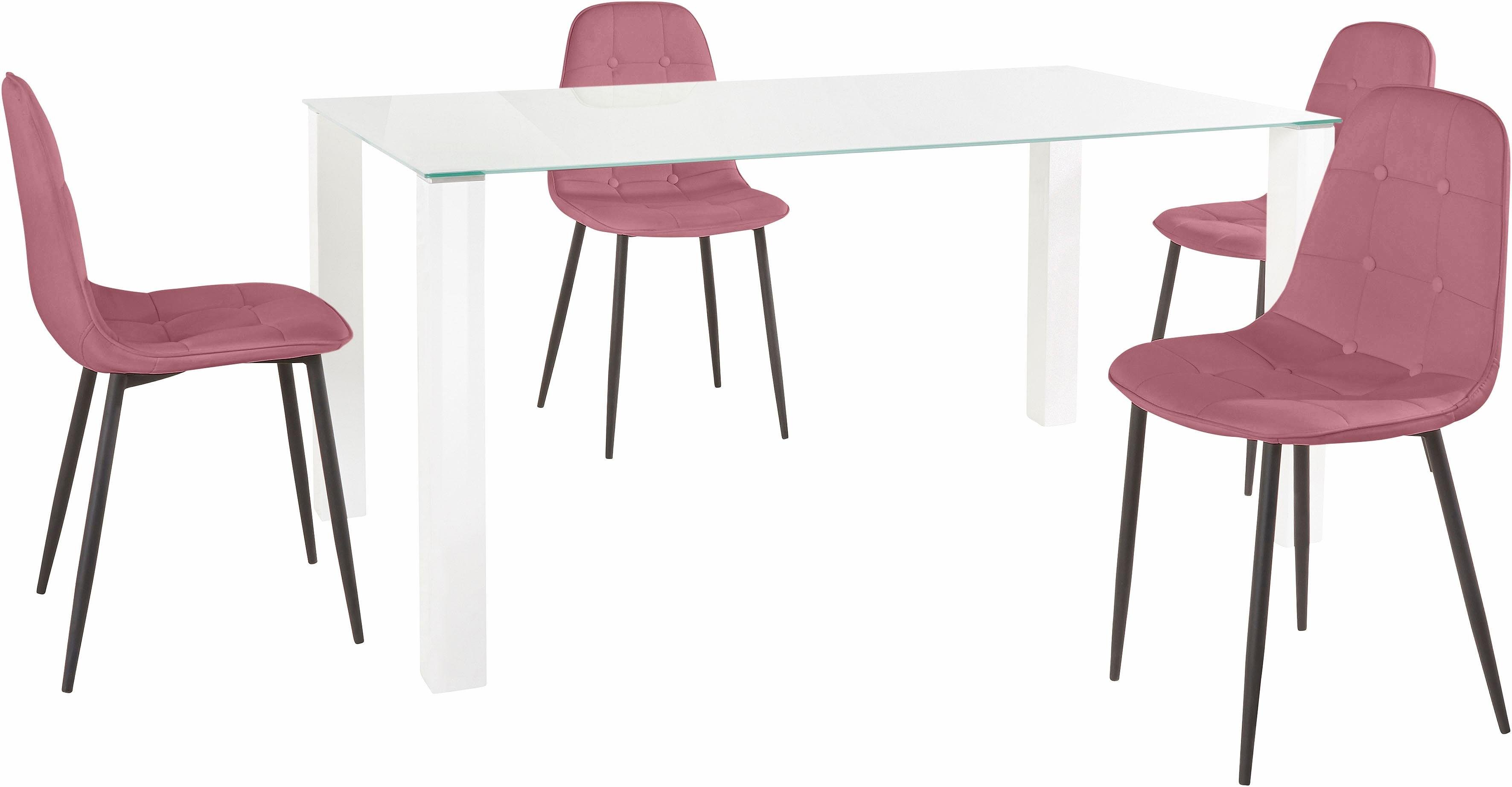 INOSIGN Eethoek met glazen tafel, breedte 160 cm (set, 5-delig)