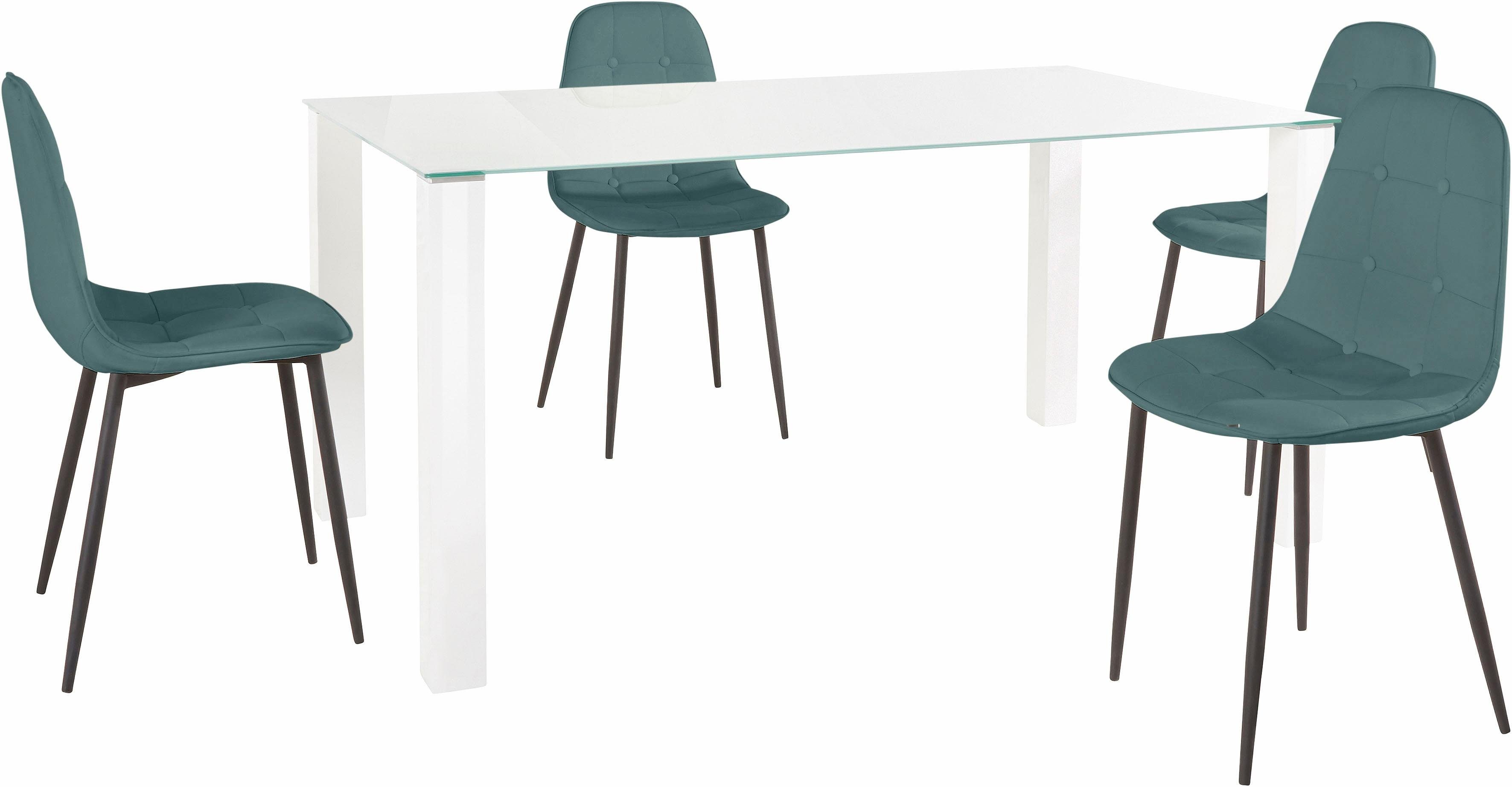 INOSIGN Eethoek met glazen tafel, breedte 160 cm (set, 5-delig)