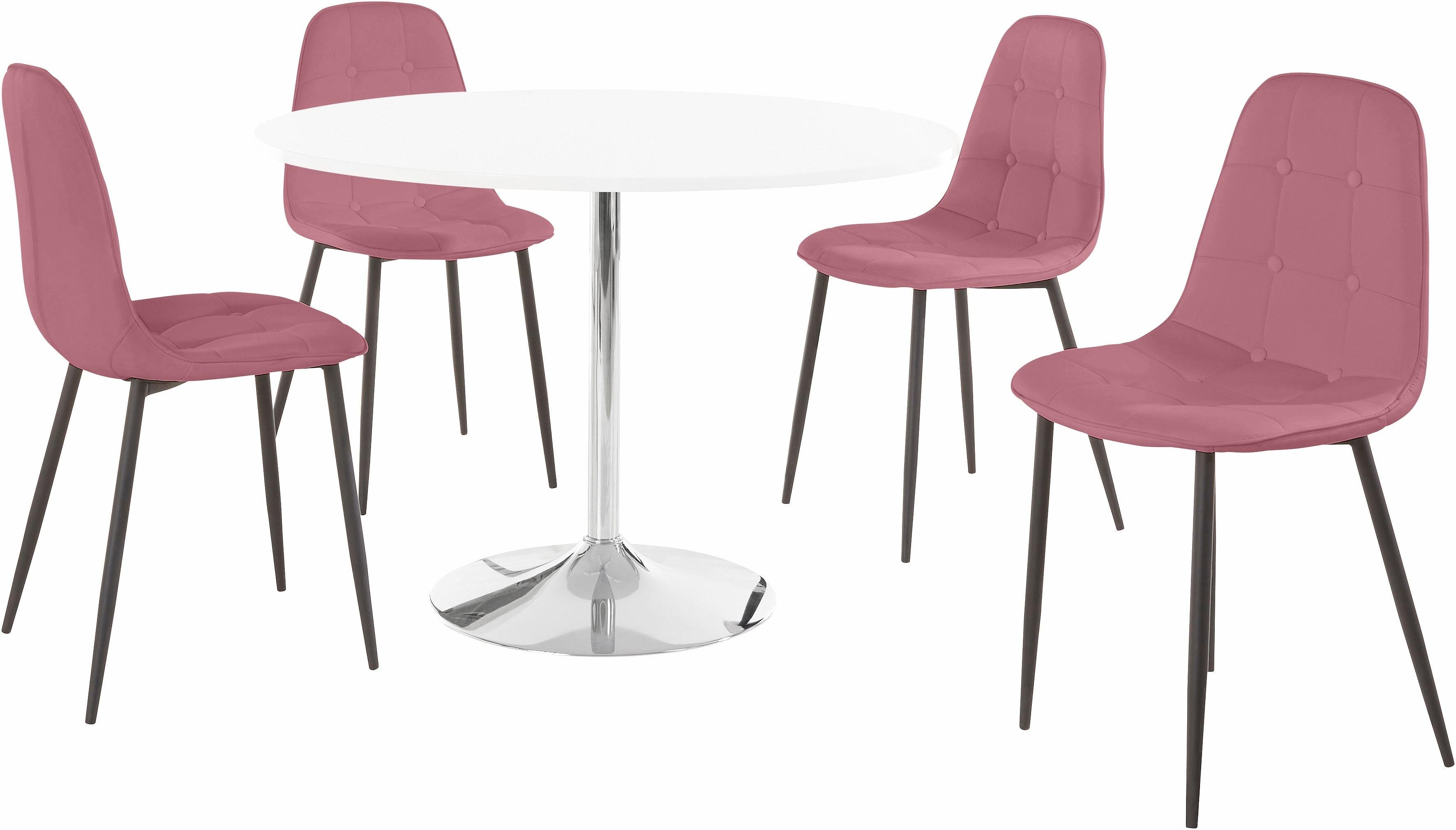 INOSIGN Eethoek met ronde tafel in hoogglans-wit (set, 5-delig)