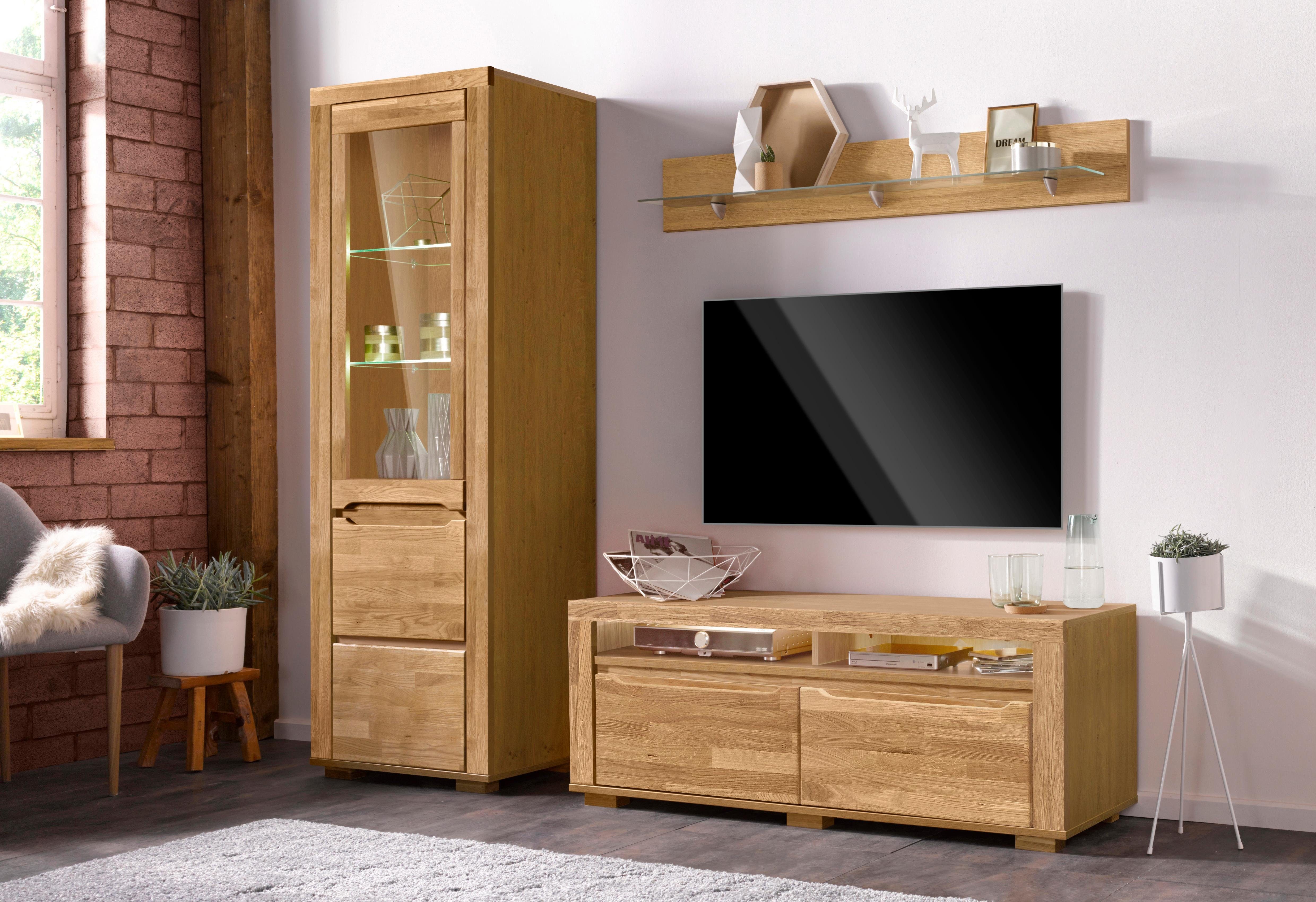 Home affaire Wandmeubel Denis gedeeltelijk massief hout (set, 3 stuks) wandmeubelsets bruin