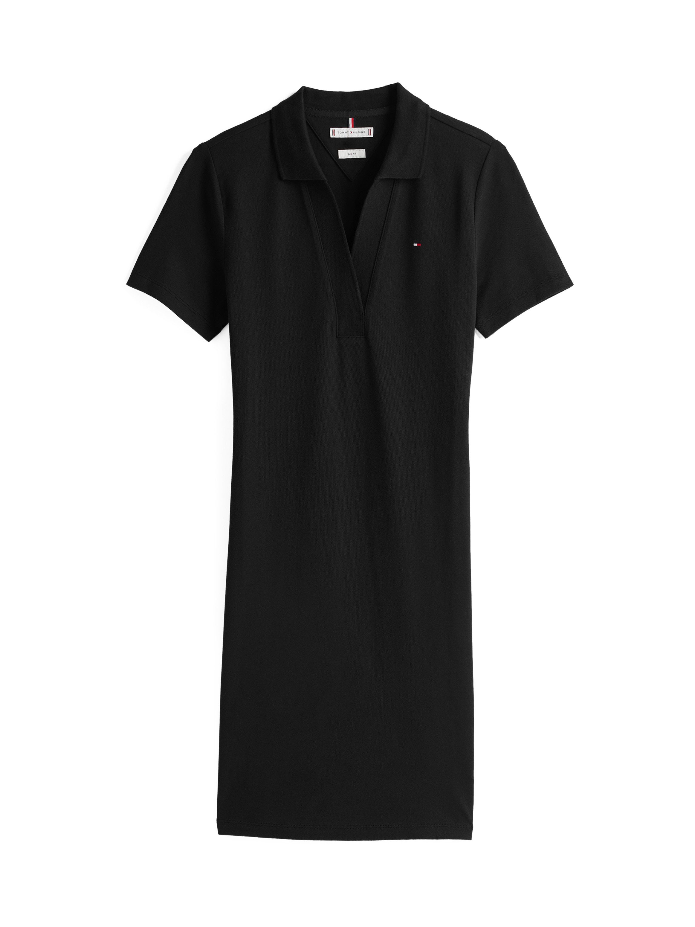 Tommy Hilfiger Polojurk SLIM OPEN NK POLO DRESS SS met geborduurde tommy hilfiger vlag
