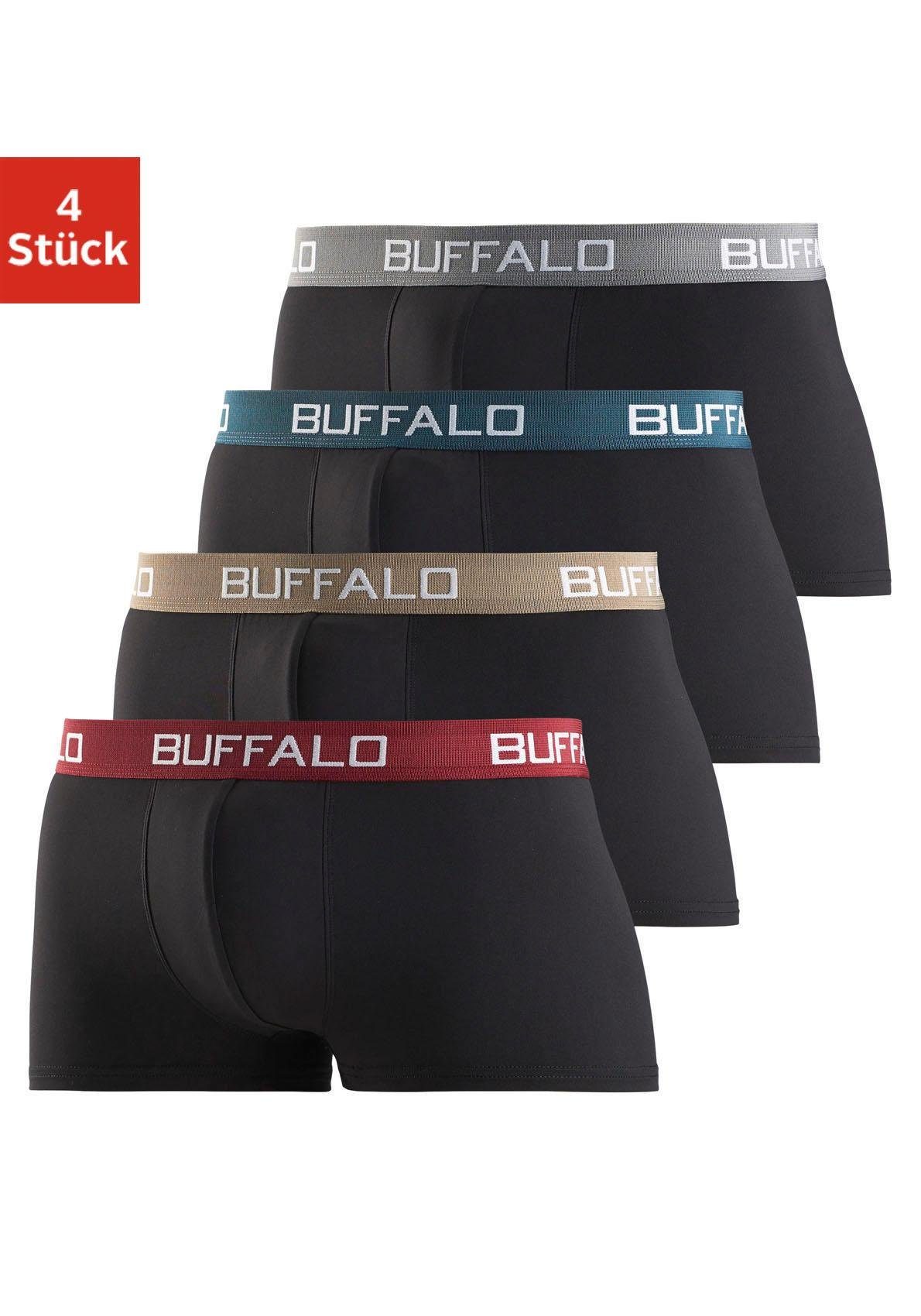 Buffalo Hipster strak zittende boxershorts met contrastband van katoenmix (set, 4 stuks)