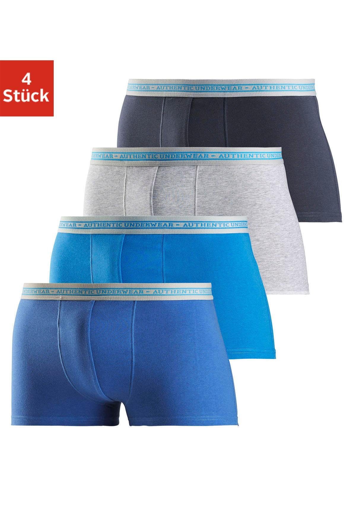 AUTHENTIC UNDERWEAR Boxershort voor heren zwarte weefband met logo-opschrift (set, 4 stuks)