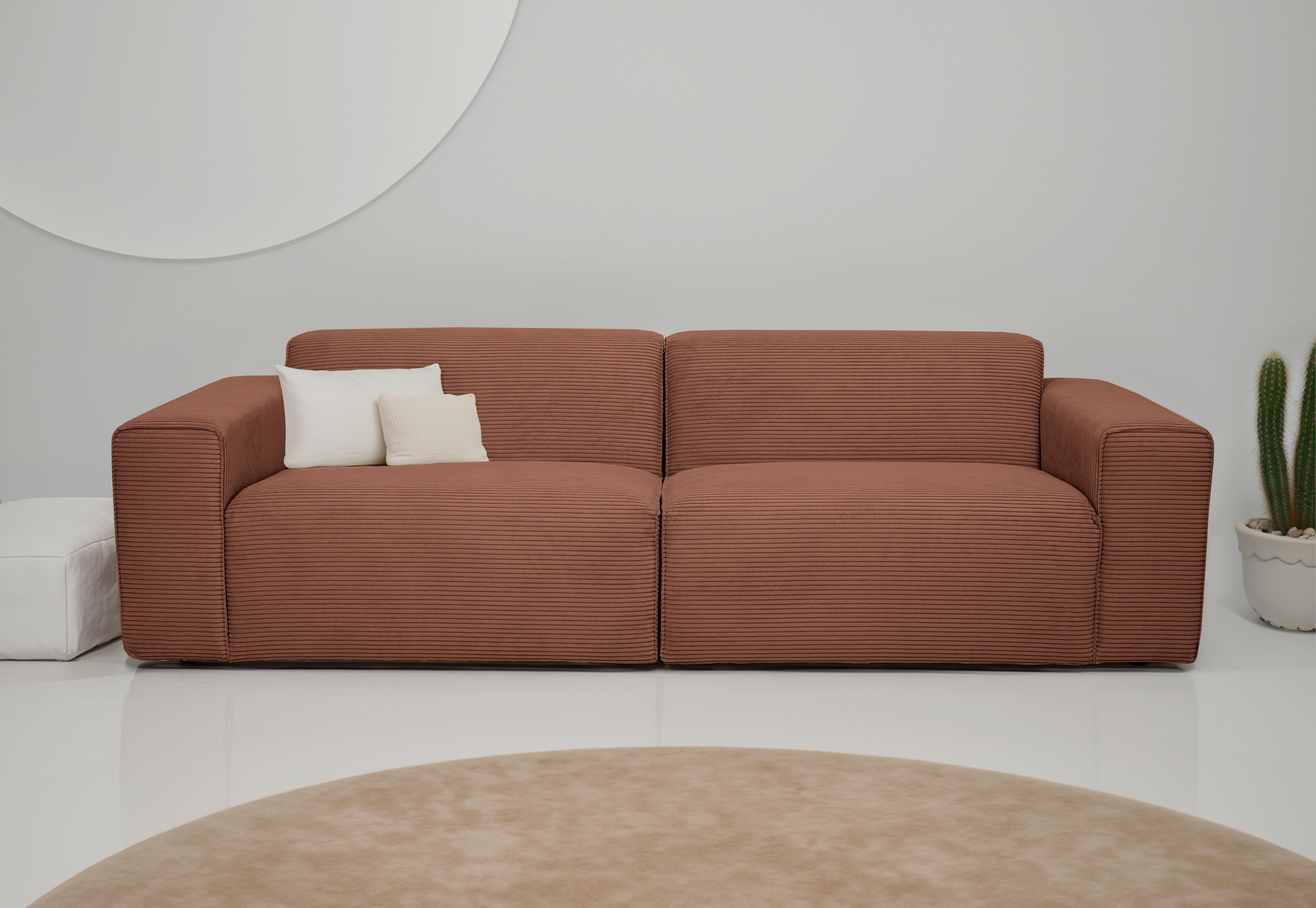 INOSIGN 3-zitsbank Koa, 228 cm, modulair bankstel in webstof, cord Designbank in corduroy, zachte lounge-zitcomfort roze, 3-zitsbanken