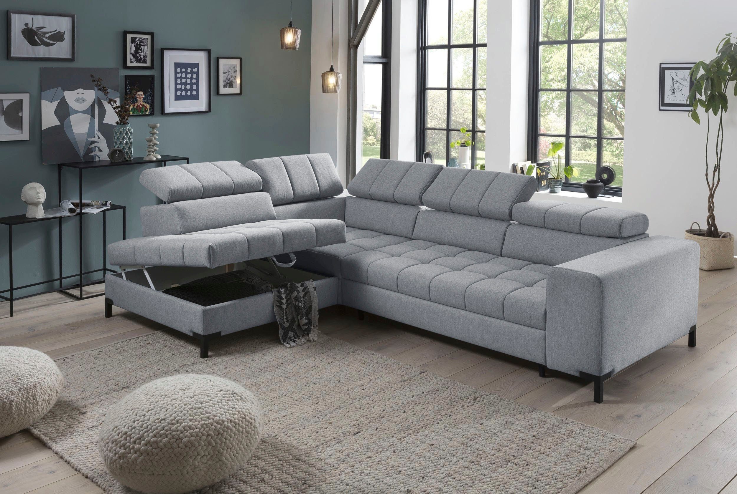 exxpo - sofa fashion Hoekbank Bocco, hoogwaardige afwerking, geweldig zitcomfort, comfortabel, L-vorm