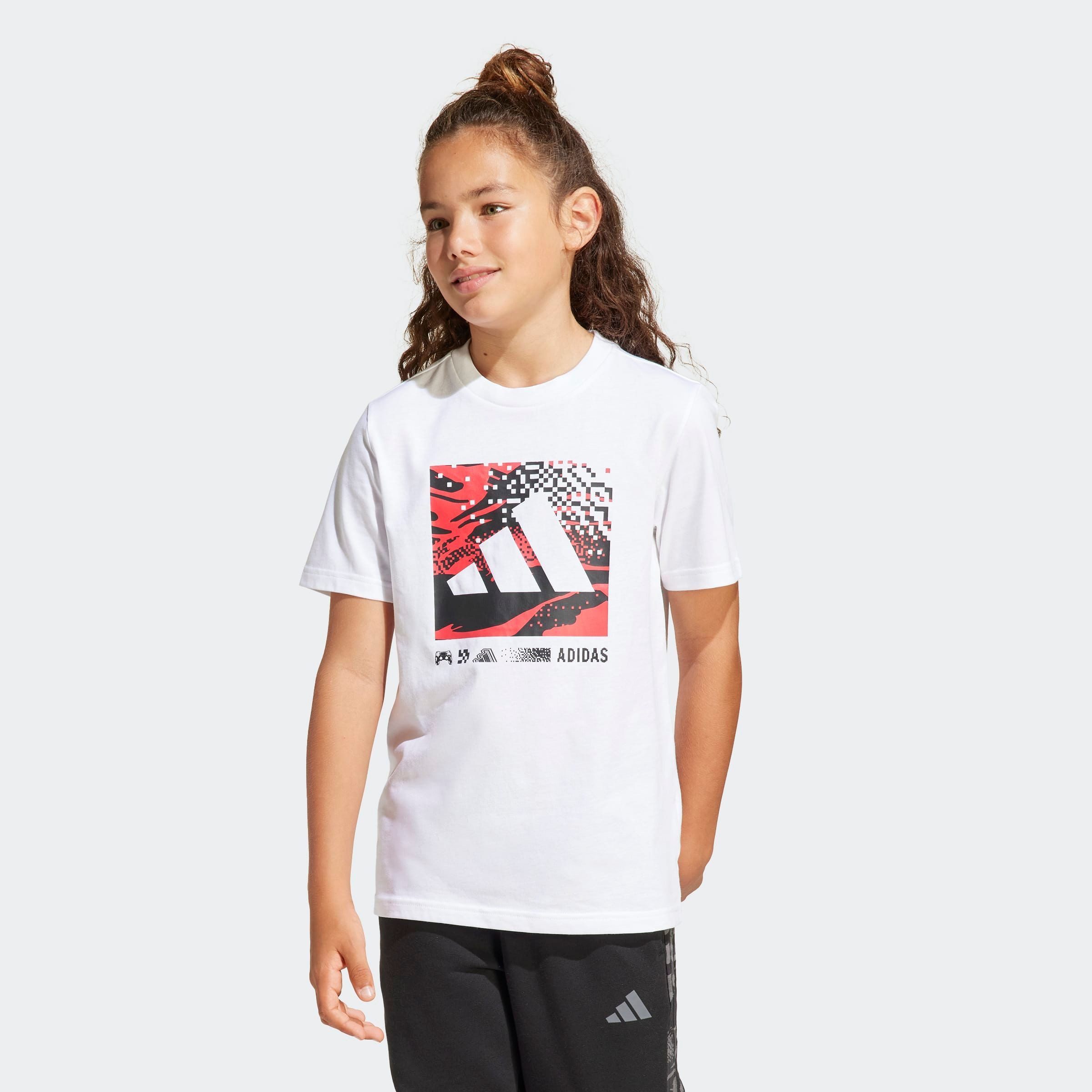 adidas Sportswear T-shirt J CAMO LOGO TEE jongens t-shirts maat 128 wit