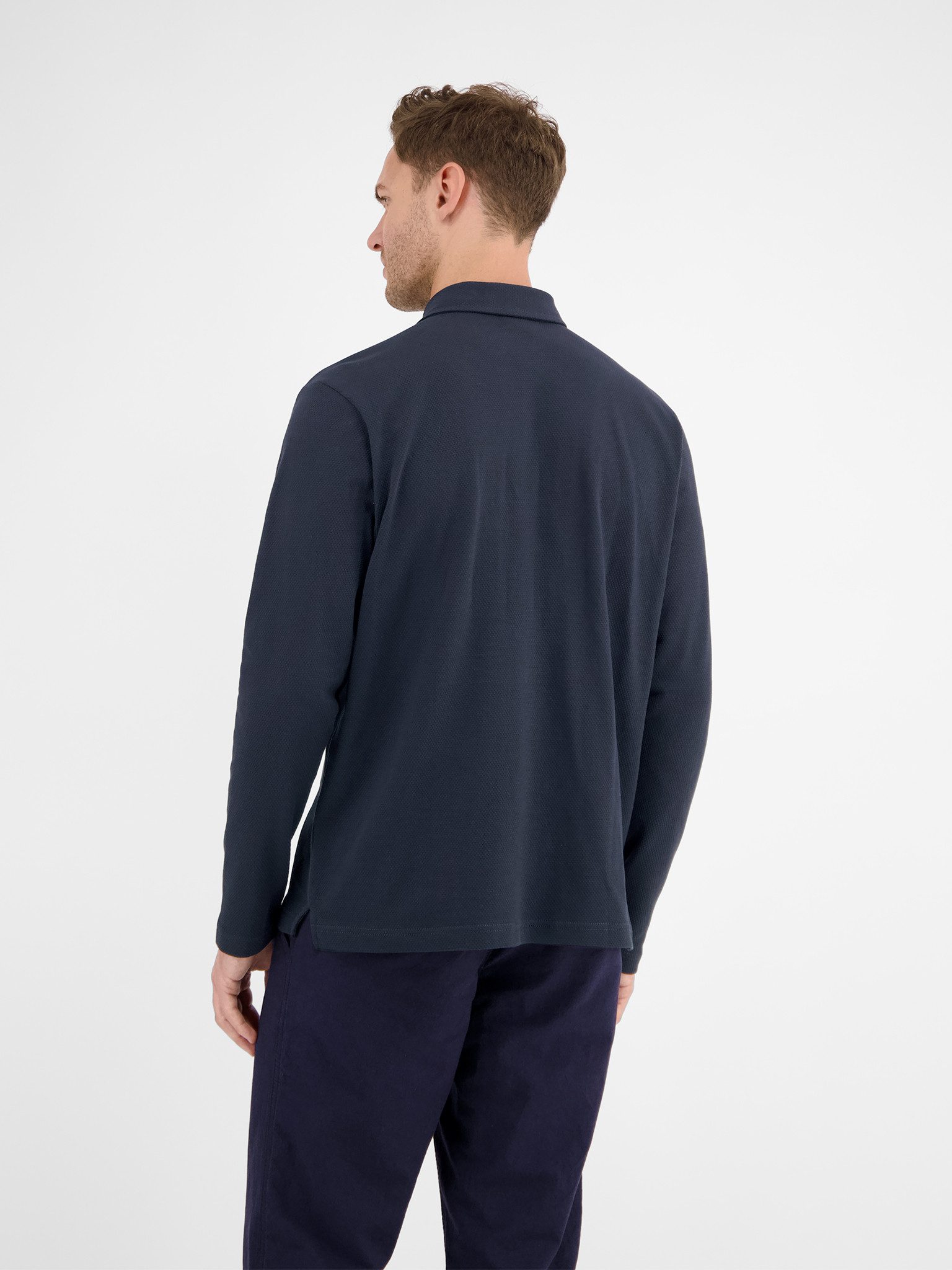 Lerros Poloshirt met lange mouwen met geborduurd logo