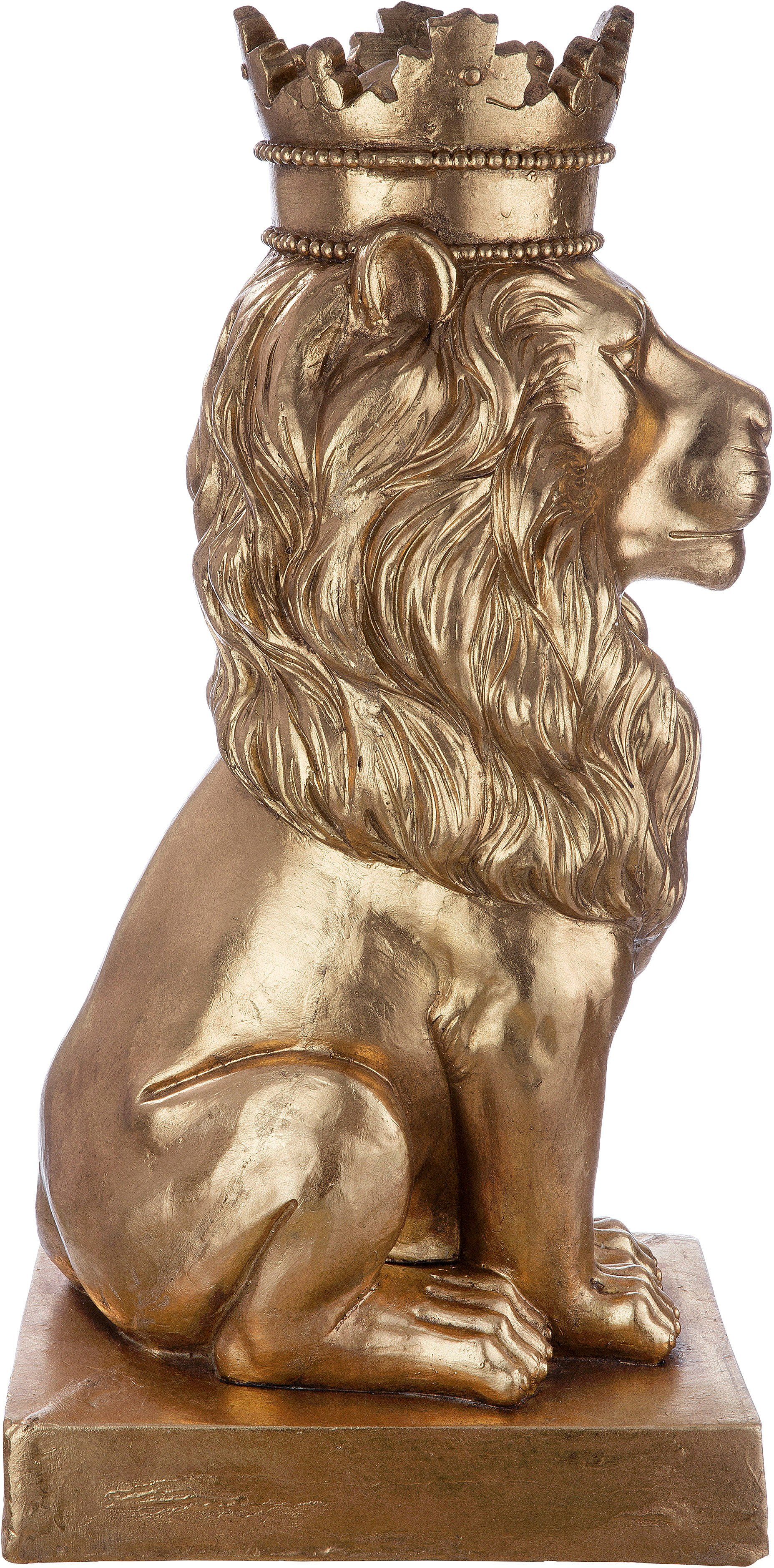 Casablanca by Gilde Decoratief figuur Sculptuur leeuw, goudkleur (1 stuk)