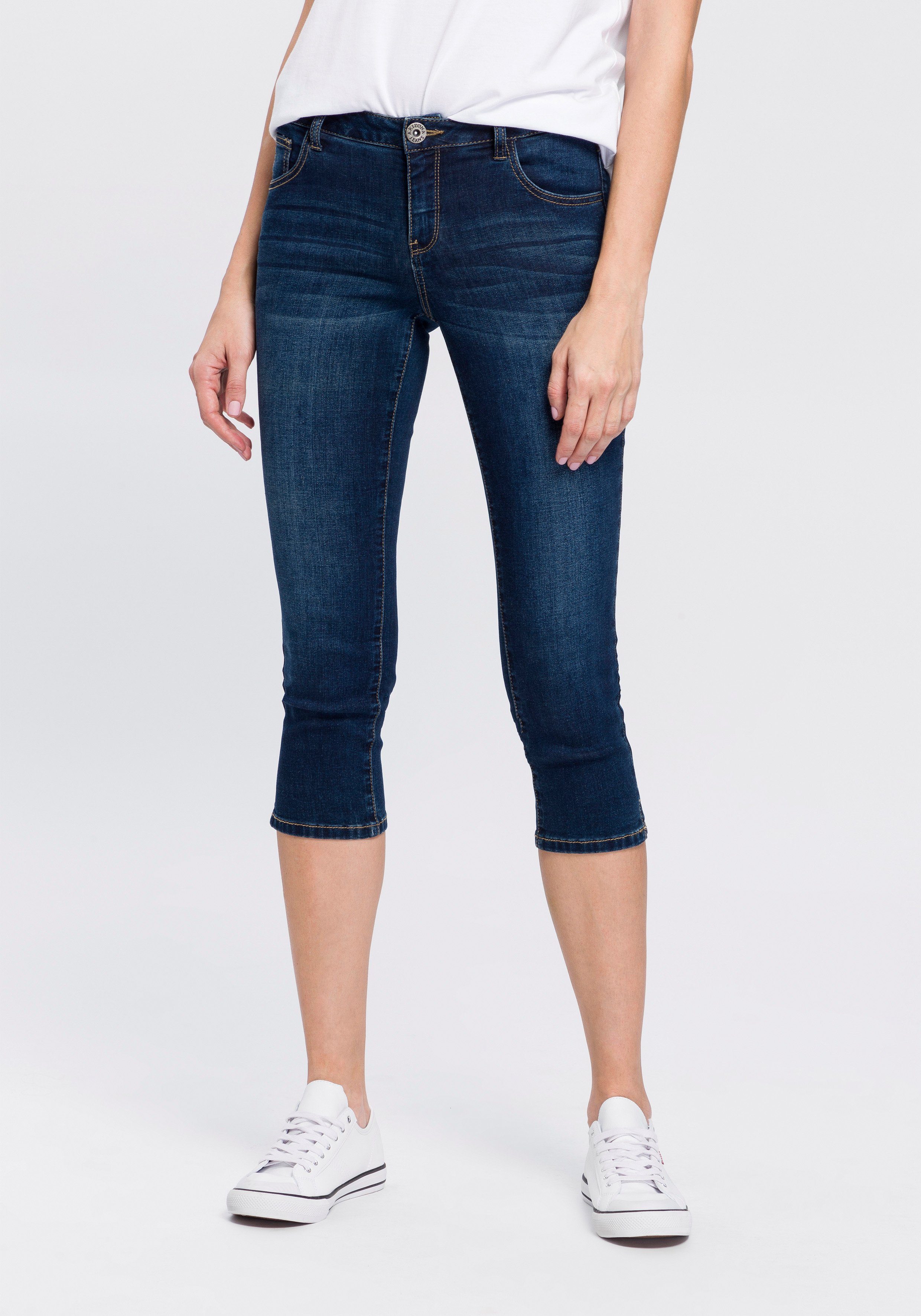 Arizona Capri jeans Ultra Stretch extra-strakke snit, modieuze beenafsluiting met split