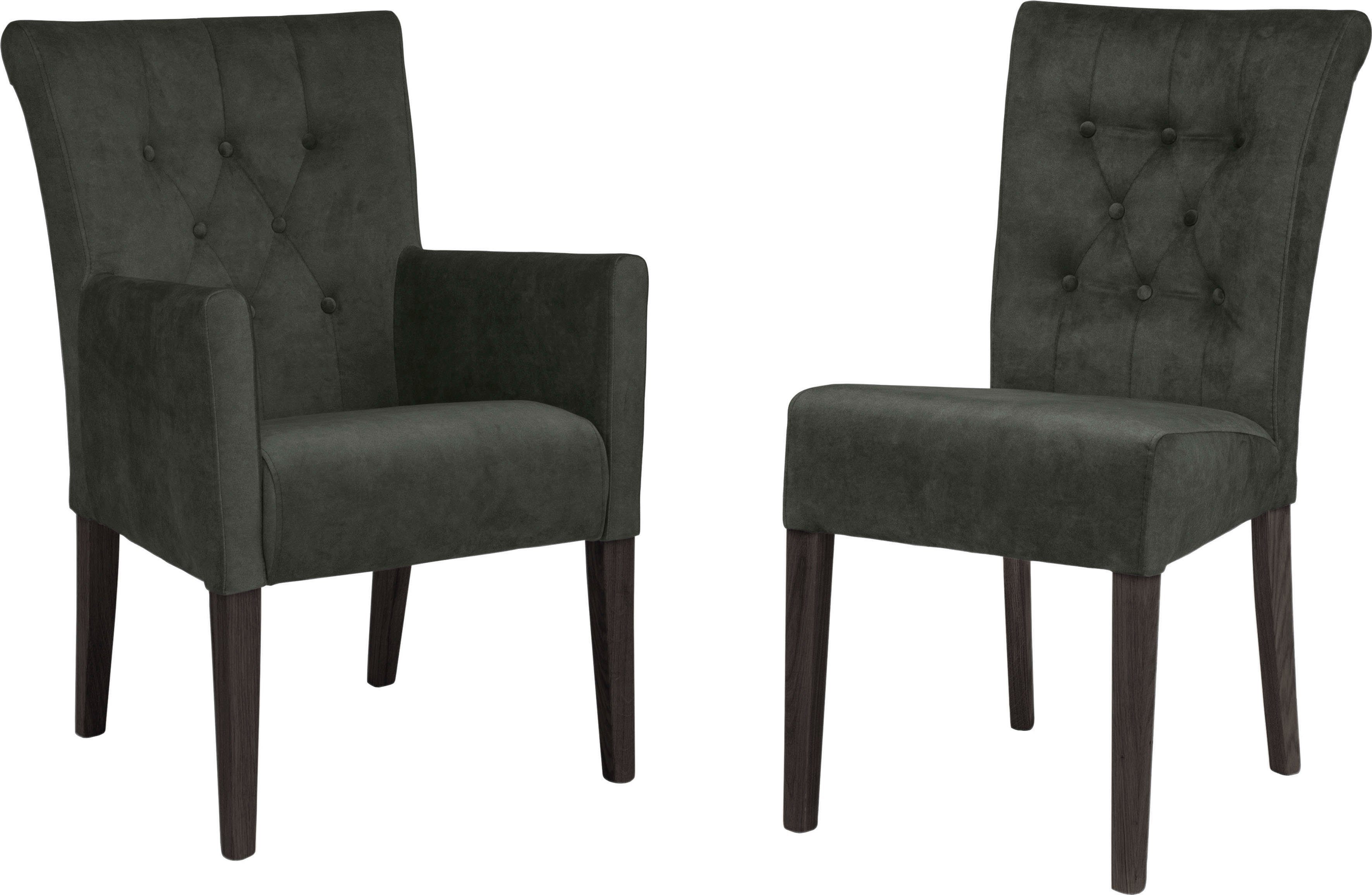 Home affaire Eetkamerstoel Queen BESTSELLER Gestoffeerde stoel met knoopdetails, set van 2, 4 of 6