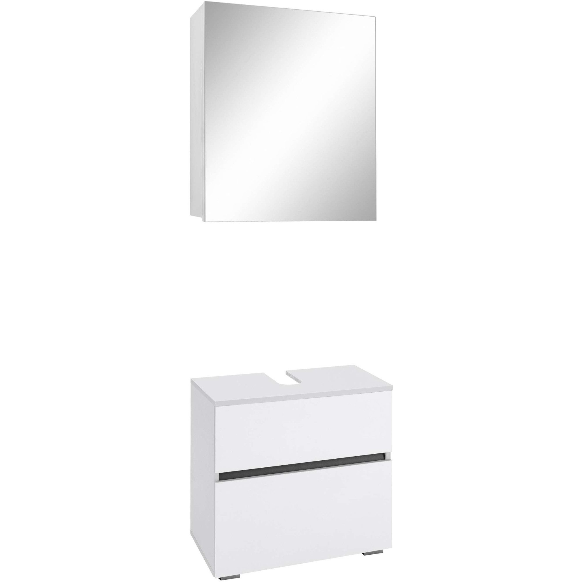 Home affaire Badmeubelset Wisla Spiegelschrank, WBU met sifonaansluiting en push-to-open, breedte 60 cm (set, 2 stuks) badmeubelsets wit