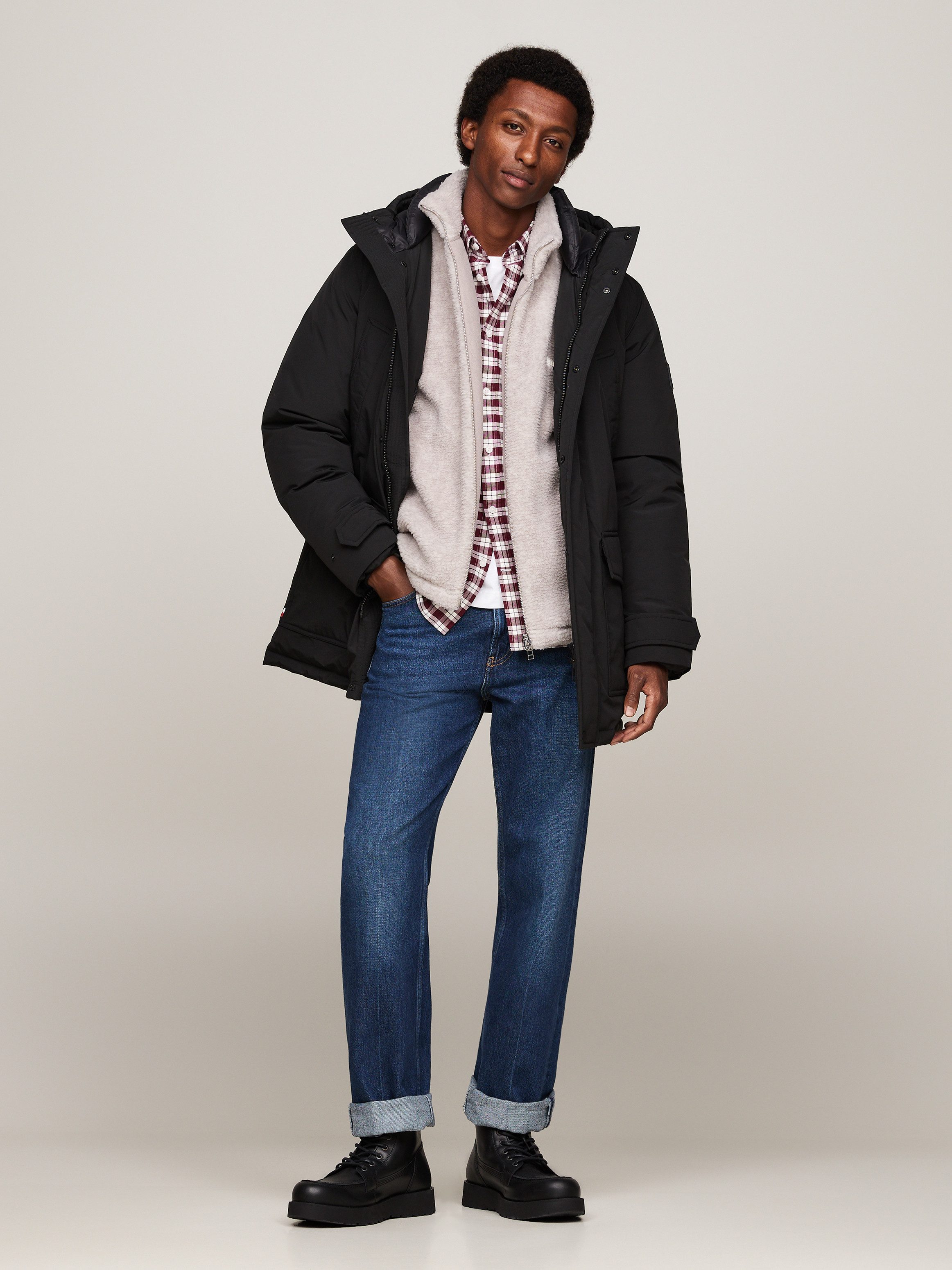 Tommy Hilfiger Veterschoenen TH AMERICAN PREM CHECK LTH BOOT , plateau, herfstmode, veterschoenen met label