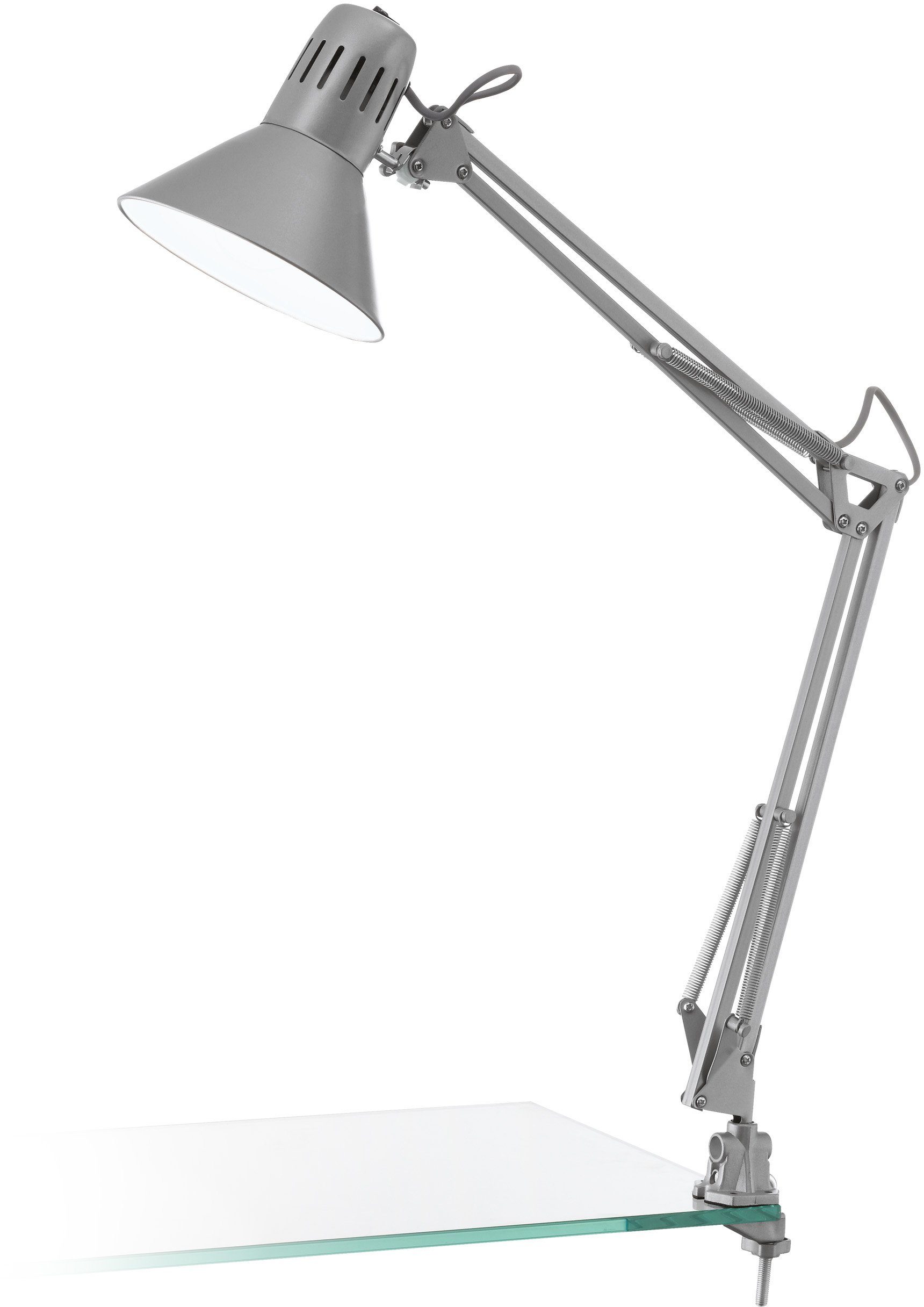 EGLO Tafellamp FIRMO Klem lamp vintage, industrieel, retro, bureau lamp, E27 fitting tafellampen zilver(kleur)
