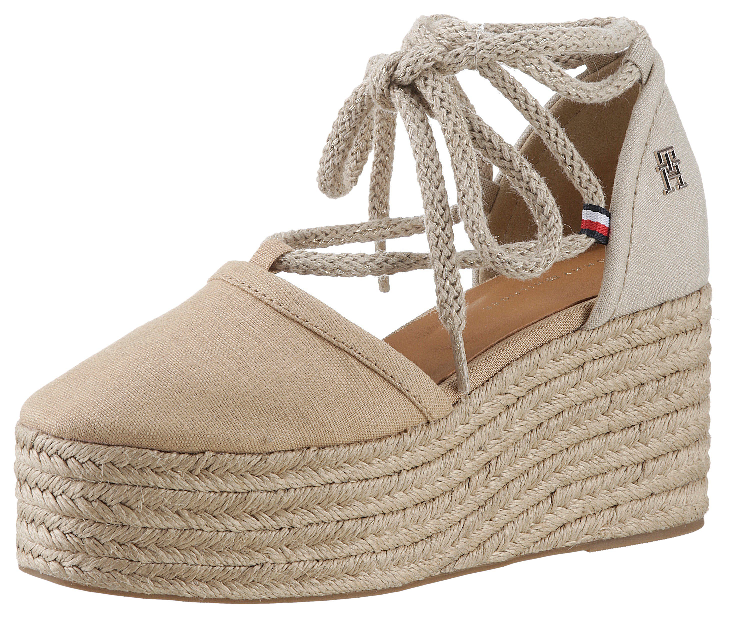 Tommy Hilfiger Espadrilles CLOSED TOE LINEN FLATFORM , zomerschoen, sleehak, met mooie enkelveters