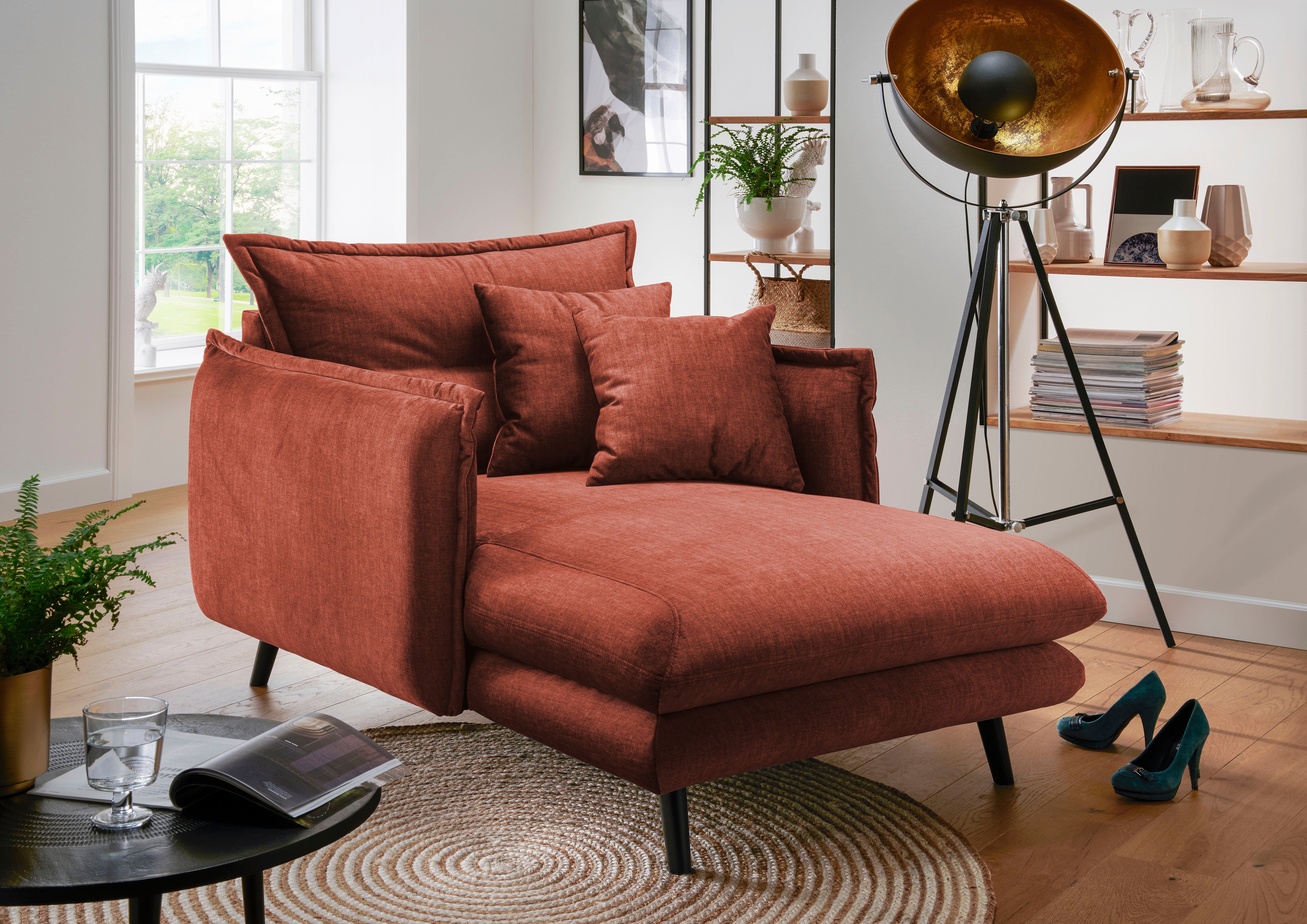 INOSIGN Loveseat LAZIO moderne fauteuil met een comfortabele bekleding, 2 stuks decoratieve sierkussens fauteuils rood