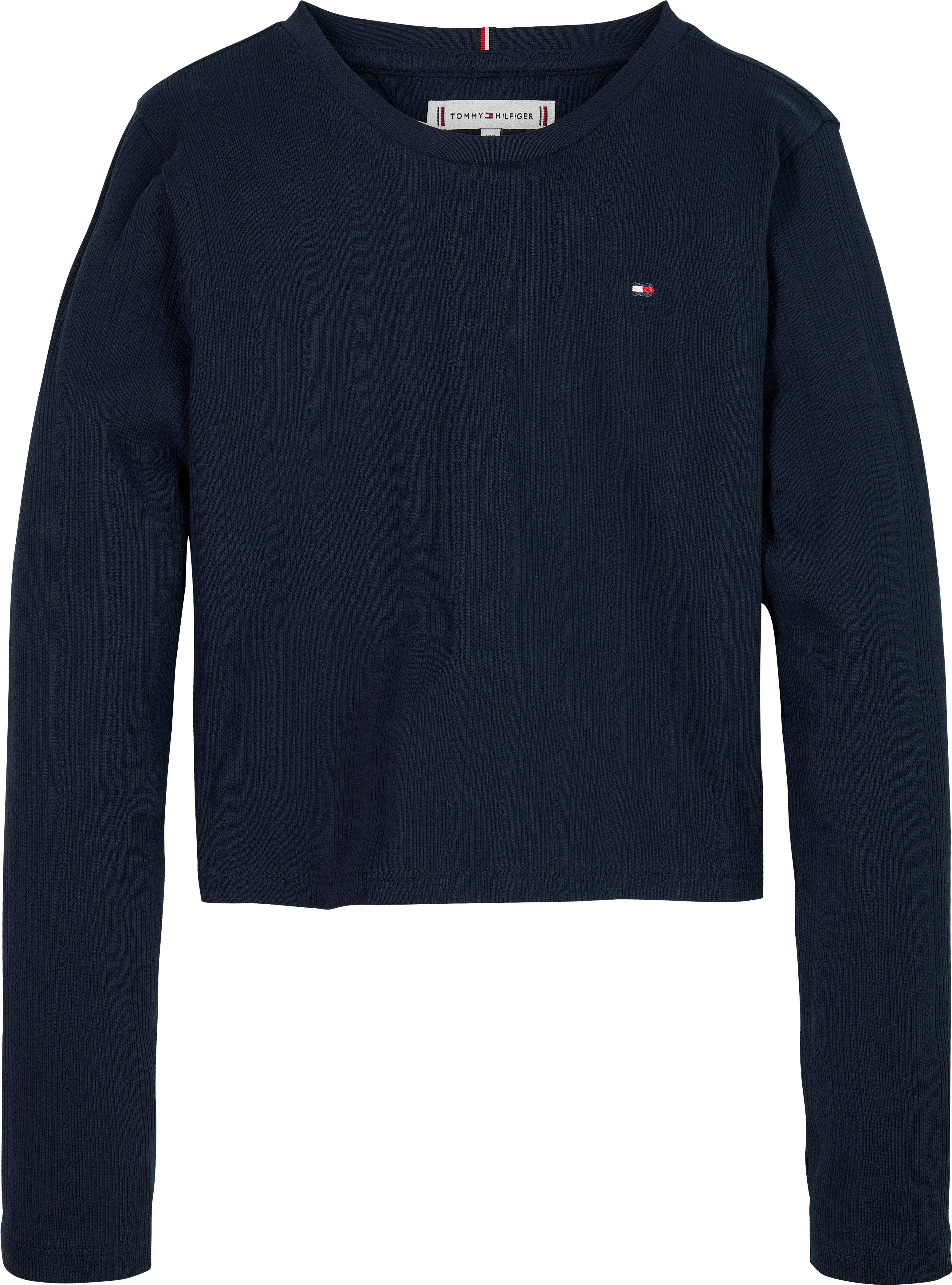 Tommy Hilfiger Shirt met lange mouwen POINTELLE TOP LS voor kinderen tot 16 jaar, met logo-print