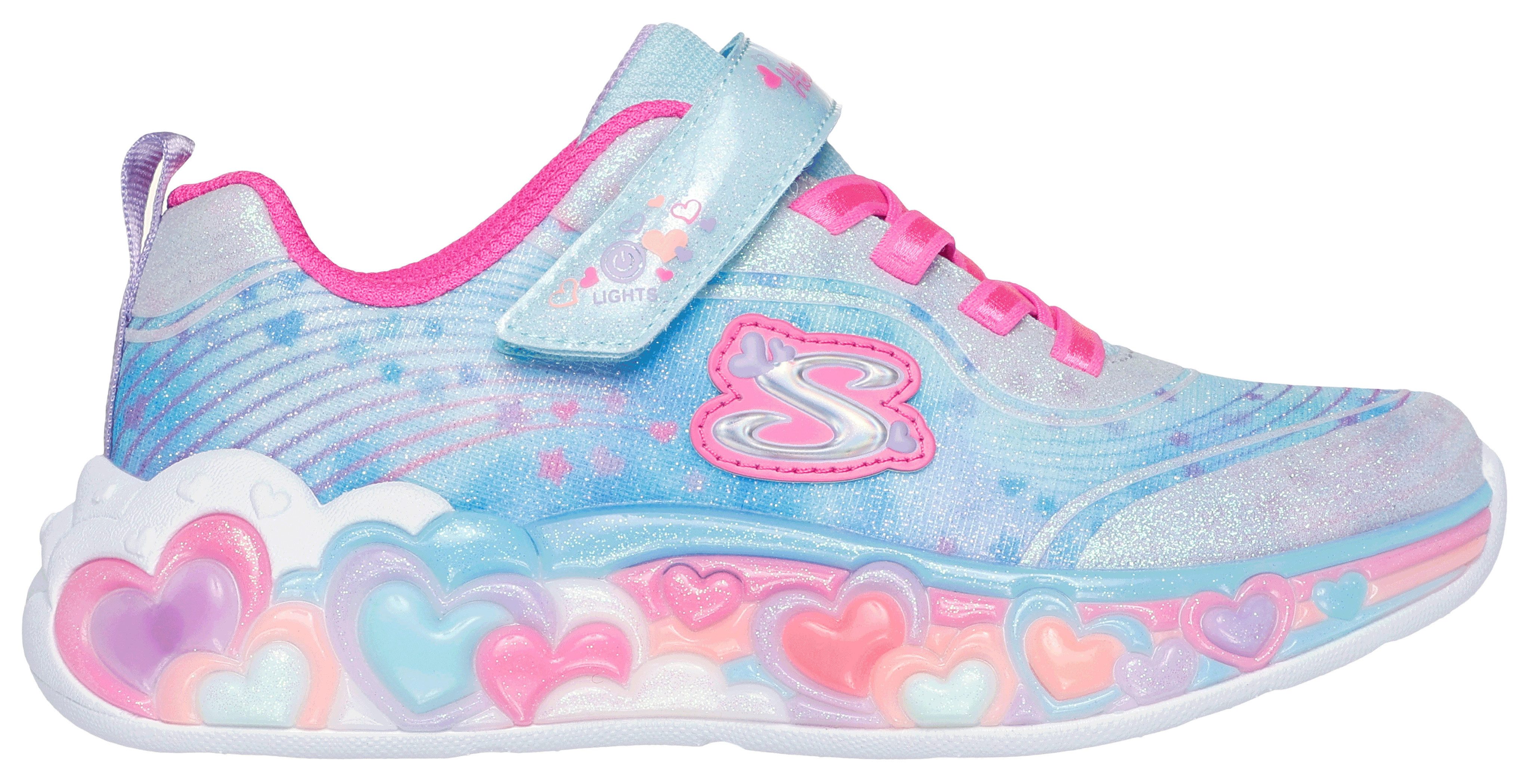 Skechers Sneakers ETERNAL HEART LIGHTS , blink,-klittenbandschoen met hart-applicatie, maat sjabloon om te downloaden