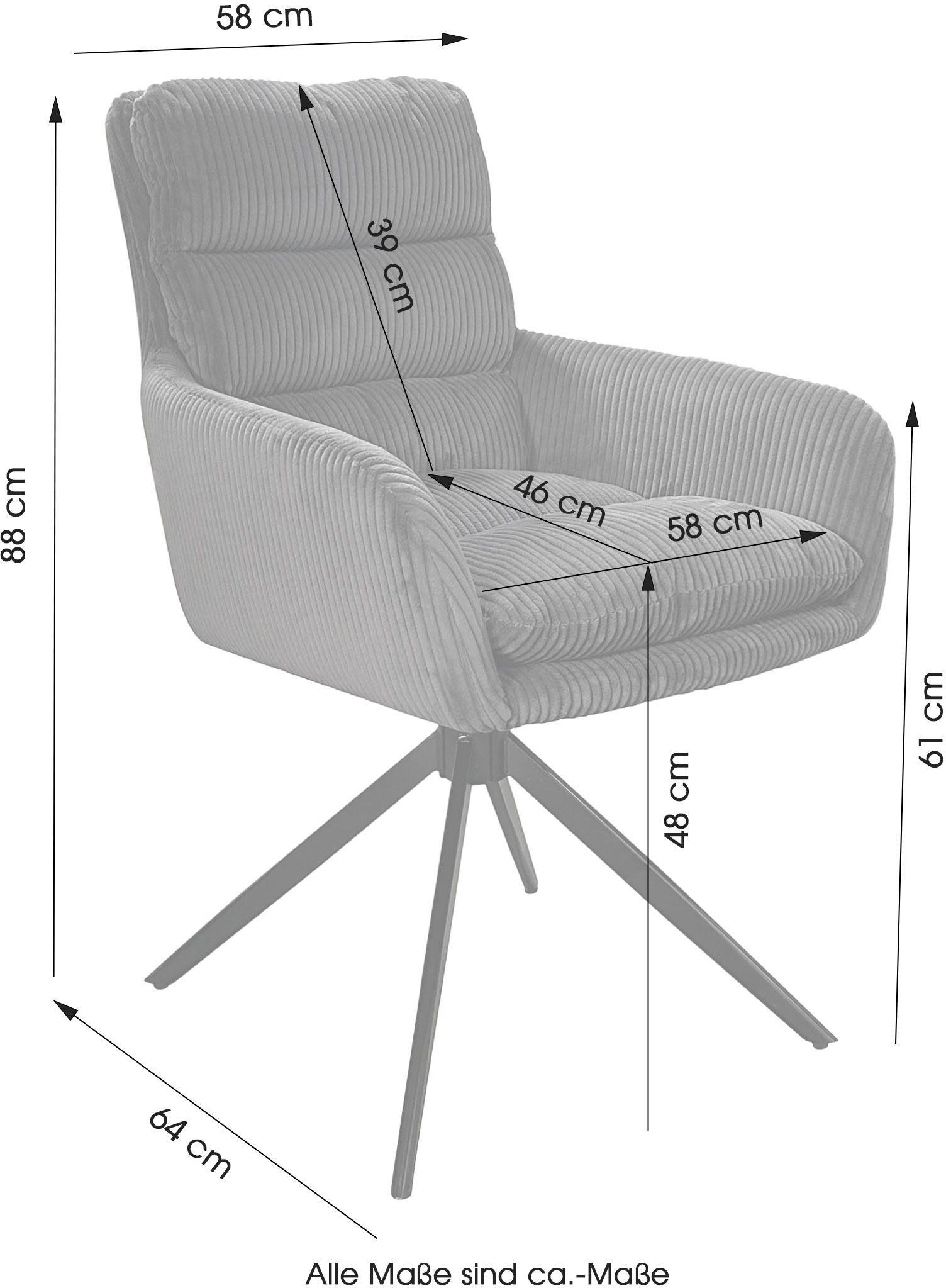 byLIVING Eetkamerstoel Pura (2-stuks set) Zitkuip 360° draaibaar, zwart metaal, armleuningstoel, diverse kleuren (set)