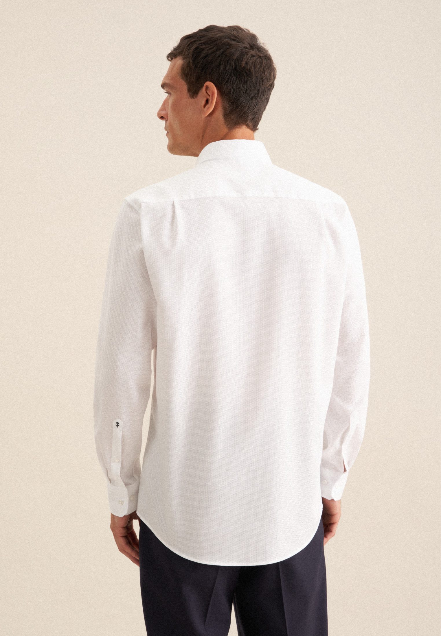 seidensticker Businessoverhemd Zwarte roos Regulier button-down kraagstructuur