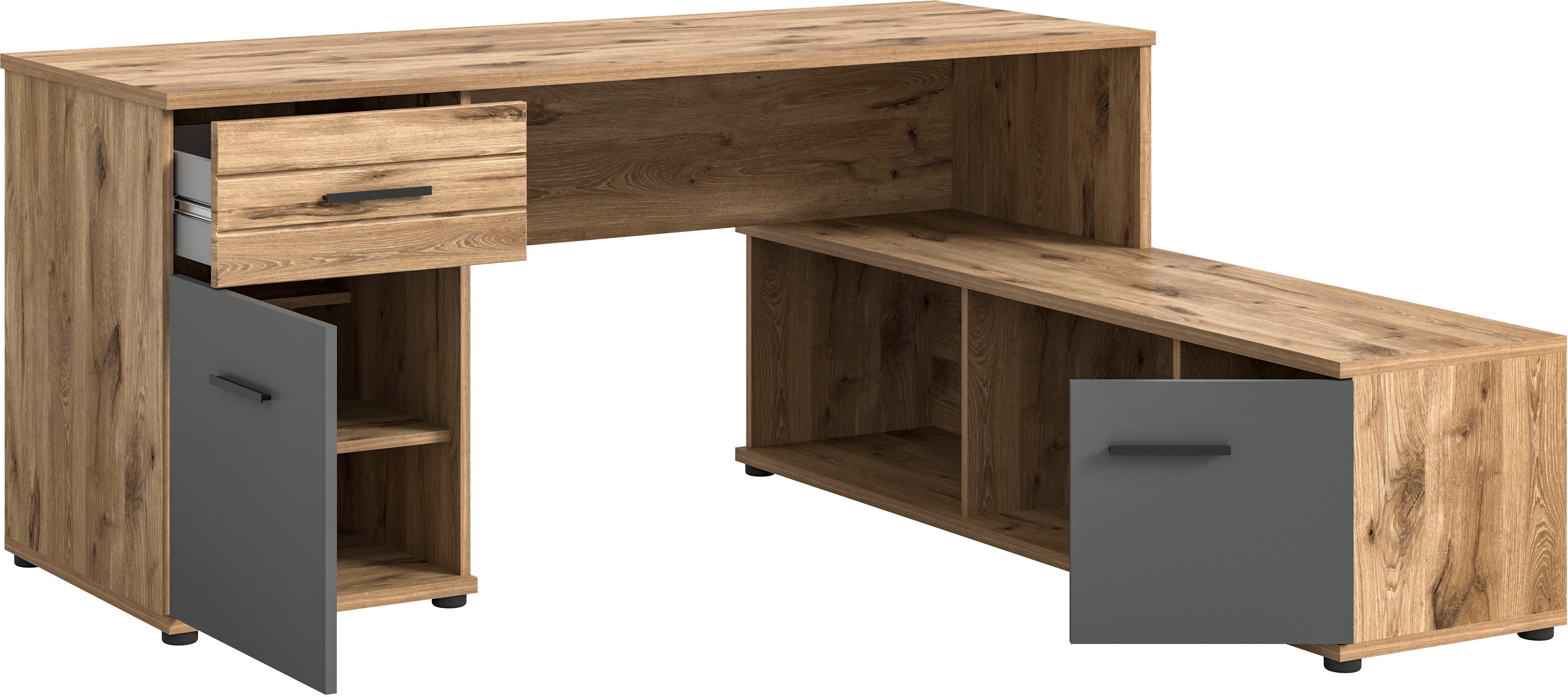INOSIGN Hoekbureau Riga, Breedte 170cm, in Nox Eik nabootsing en Basaltgrijs