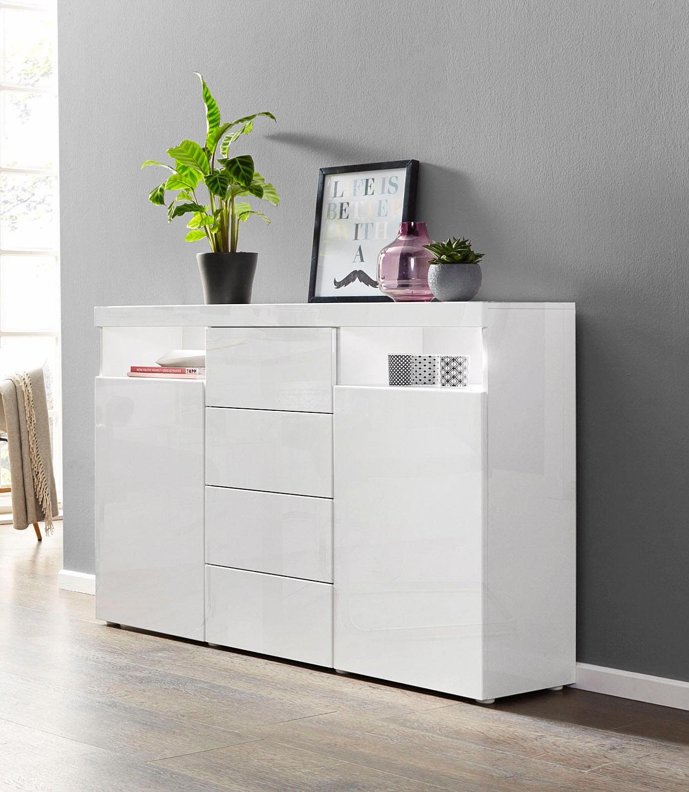 borchardt Möbel Highboard Kaapstad Breedte 139 cm highboards maat 139x35x93 cm wit