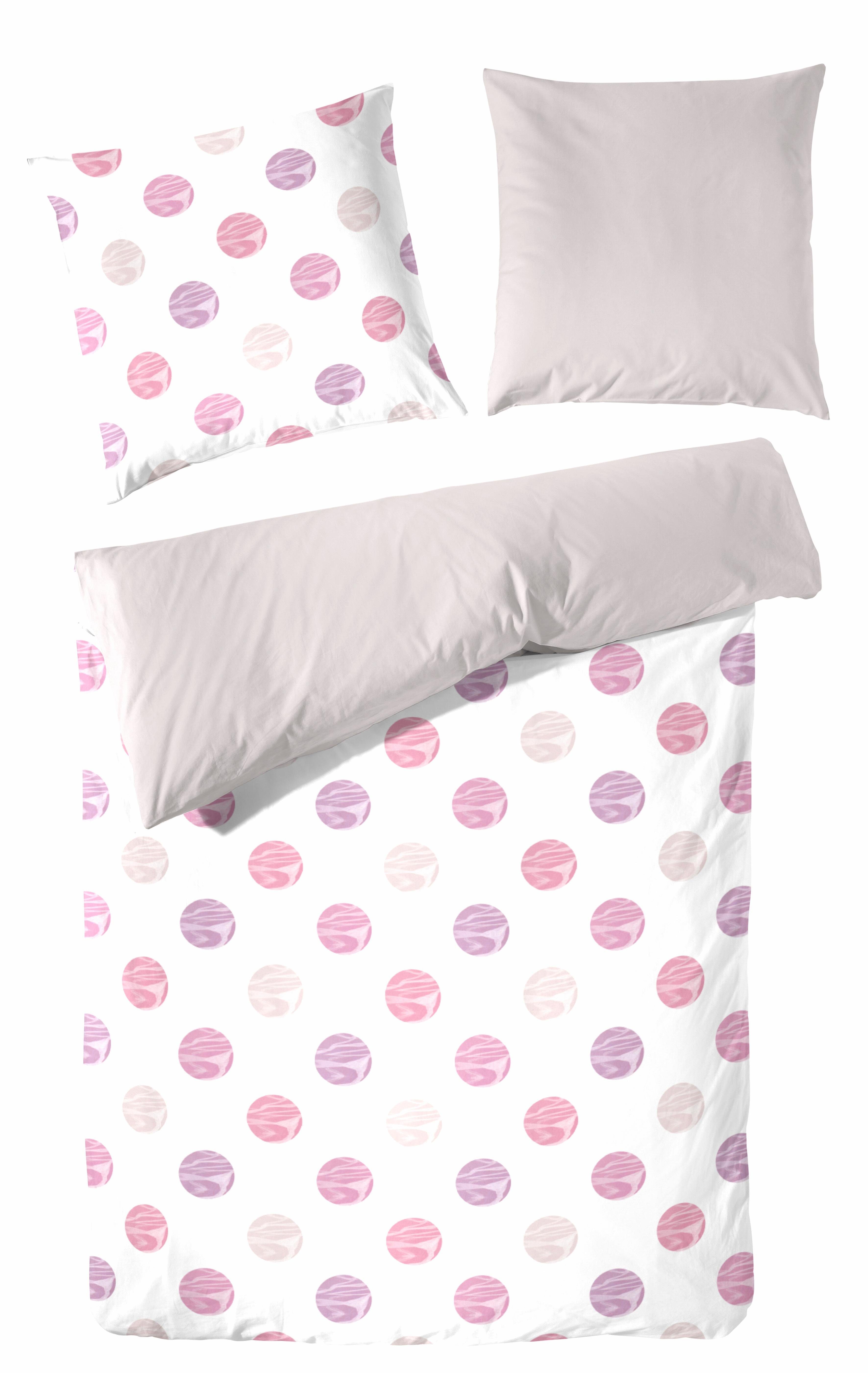Primera Tweezijdig te gebruiken overtrekset Nalia met cirkels (2-delig) dekbedovertrekken maat 1x 155x220 cm roze