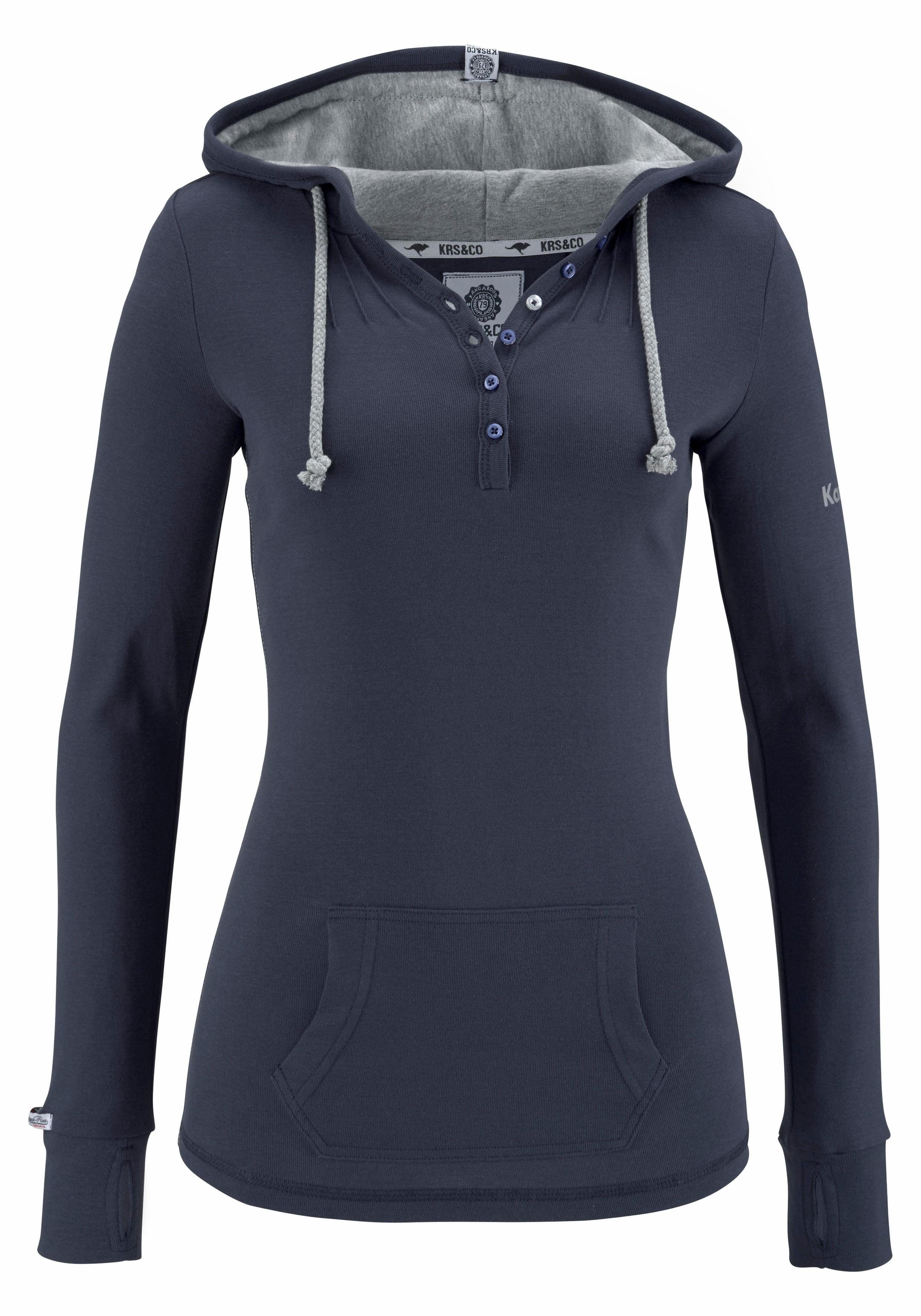 KangaROOS Capuchonshirt Lange mouwen met duimgaten, figuurvolgende snit, van jersey stof