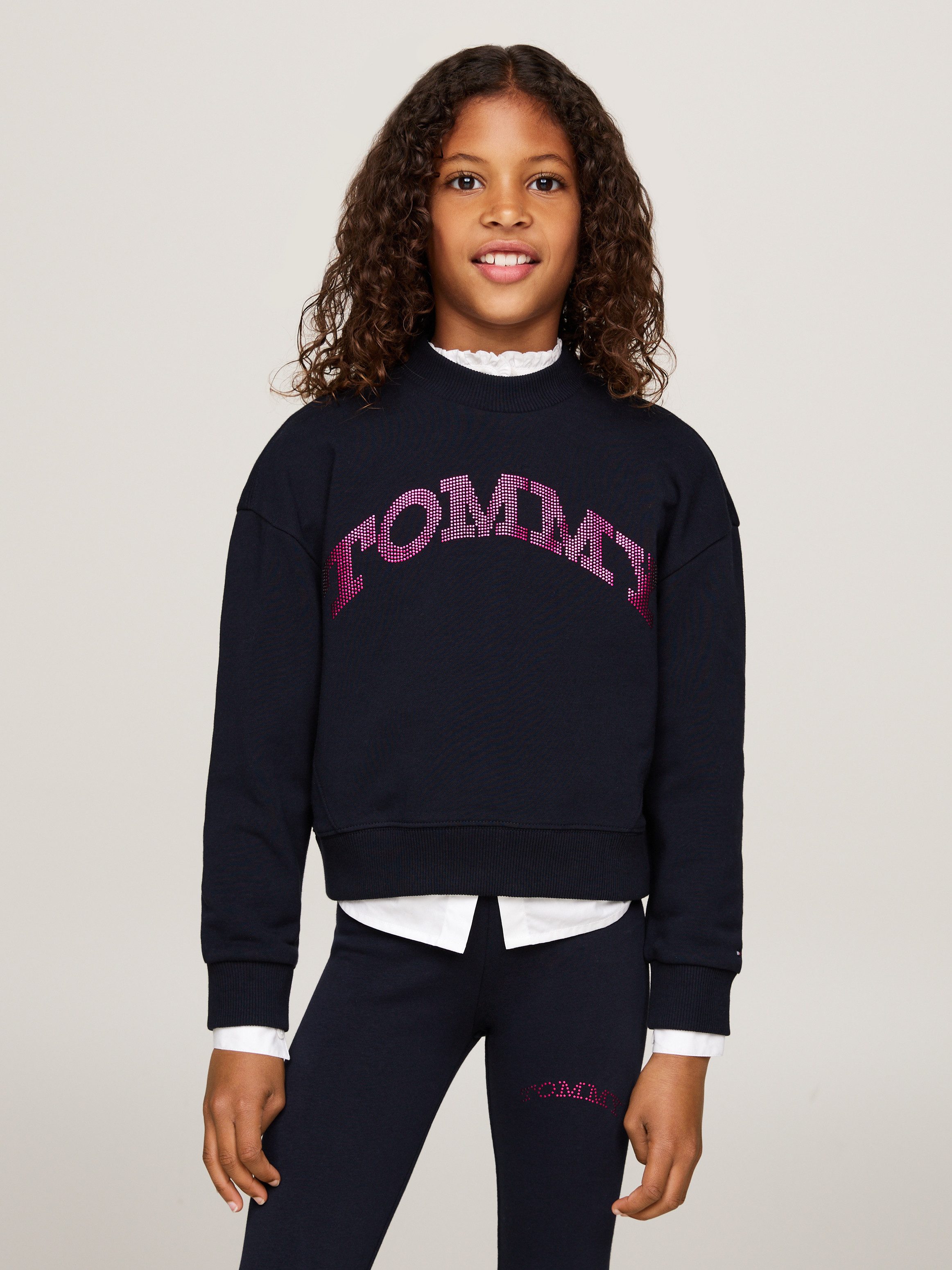 Tommy Hilfiger sweater Blauw Meisjes Katoen Ronde hals Logo 122