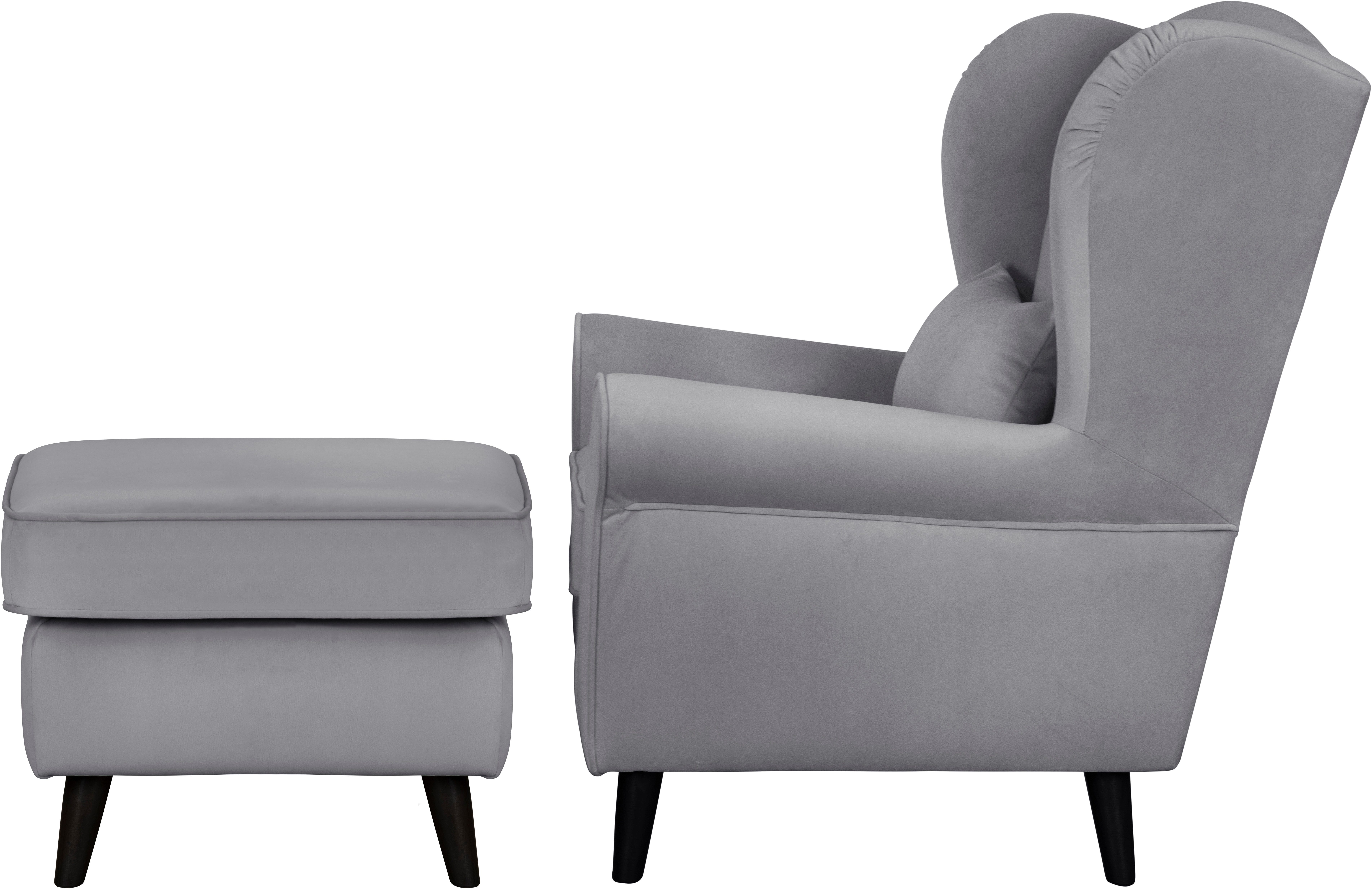 Home affaire Fauteuil Ohrensessel CHISTELLE, optioneel met poef met golfondersteuning, afmetingen: b/d/h: 81/87/99 cm