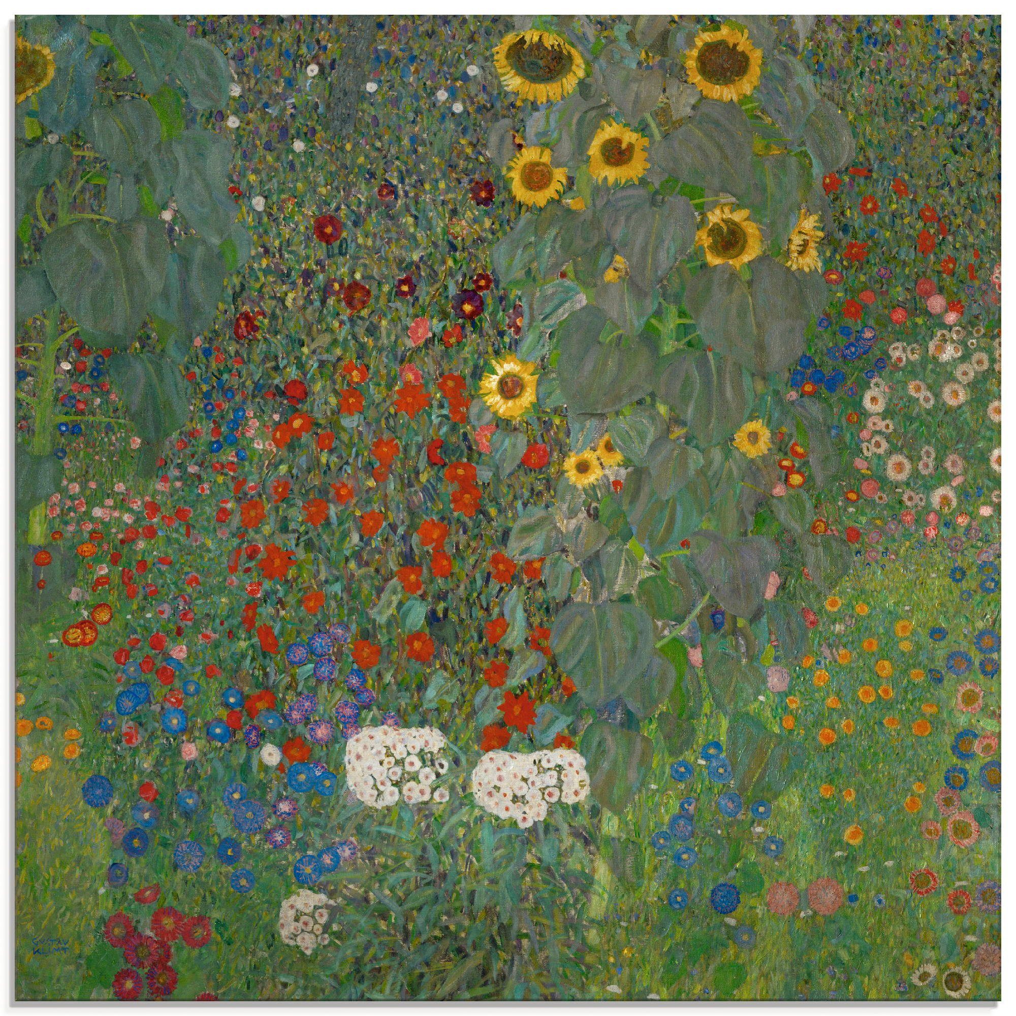 Artland Print op glas Tuin met zonnebloemen (1 stuk)