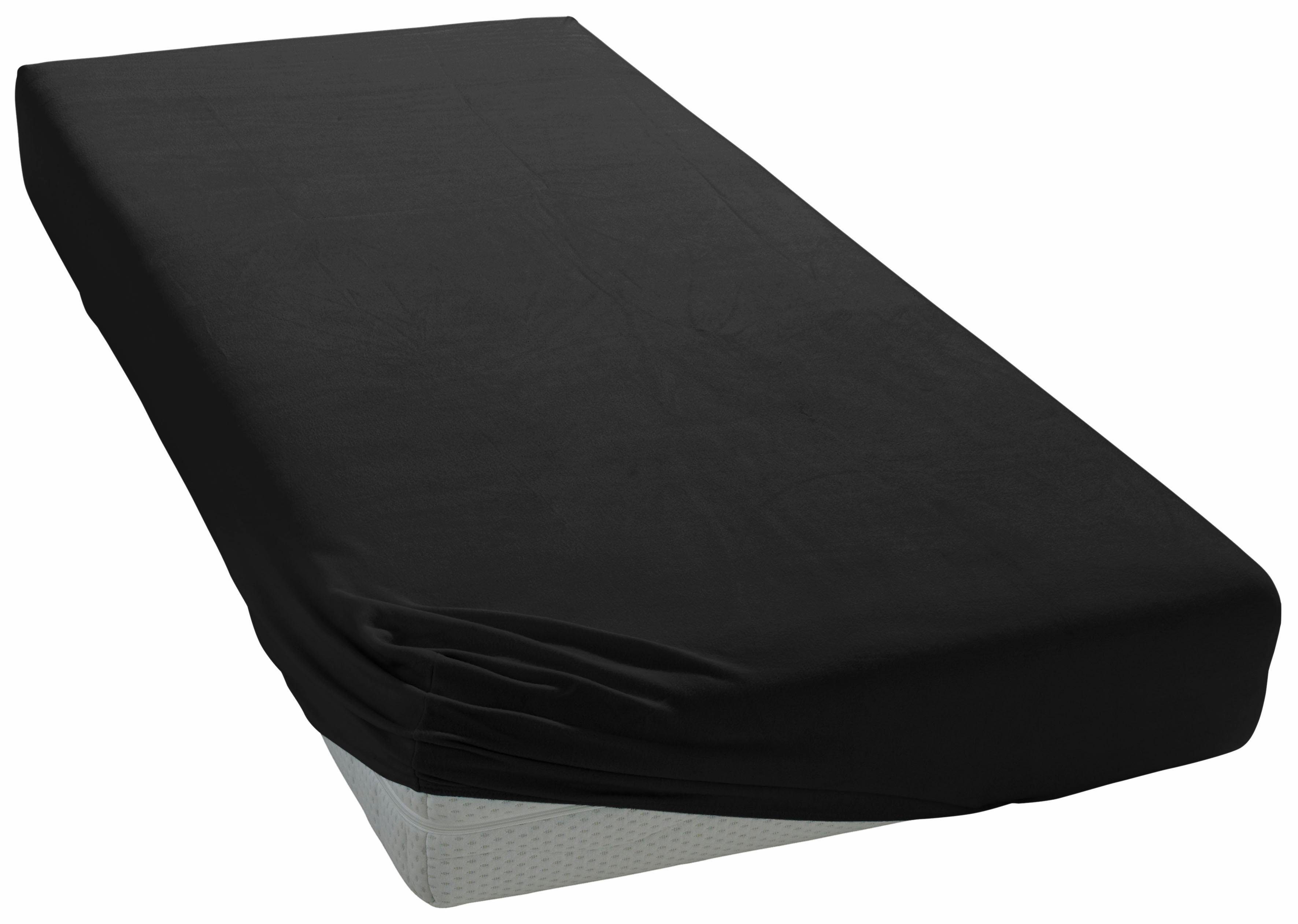 Curt Bauer Hoeslaken Jersey (1 stuk) hoeslakens maat 180-200 cm x 200-220 cm zwart
