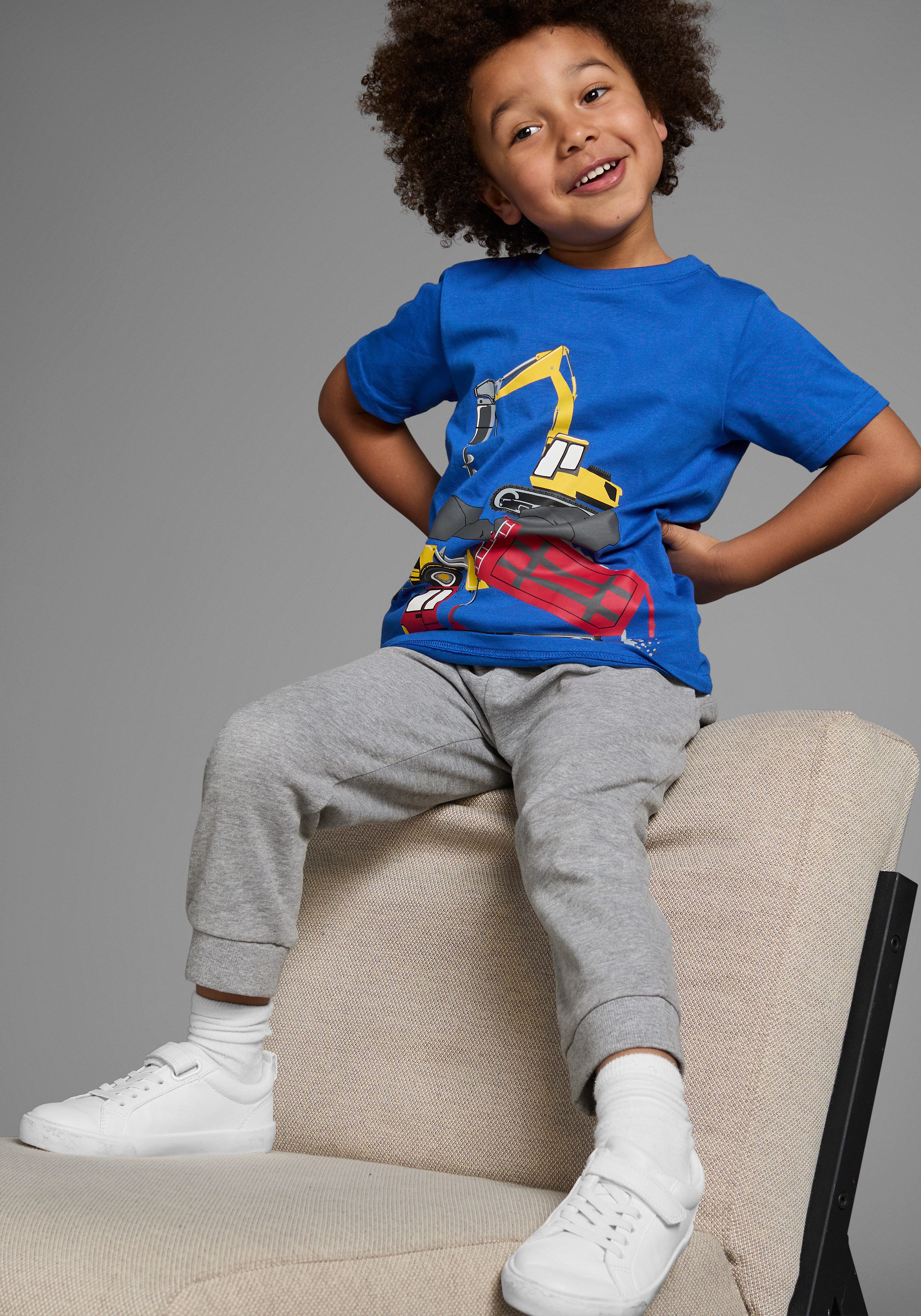 KIDSWORLD T-shirt Met coole BOUWMACHINE-print Korte mouwen, basic pasvorm, bedrukt, ronde hals