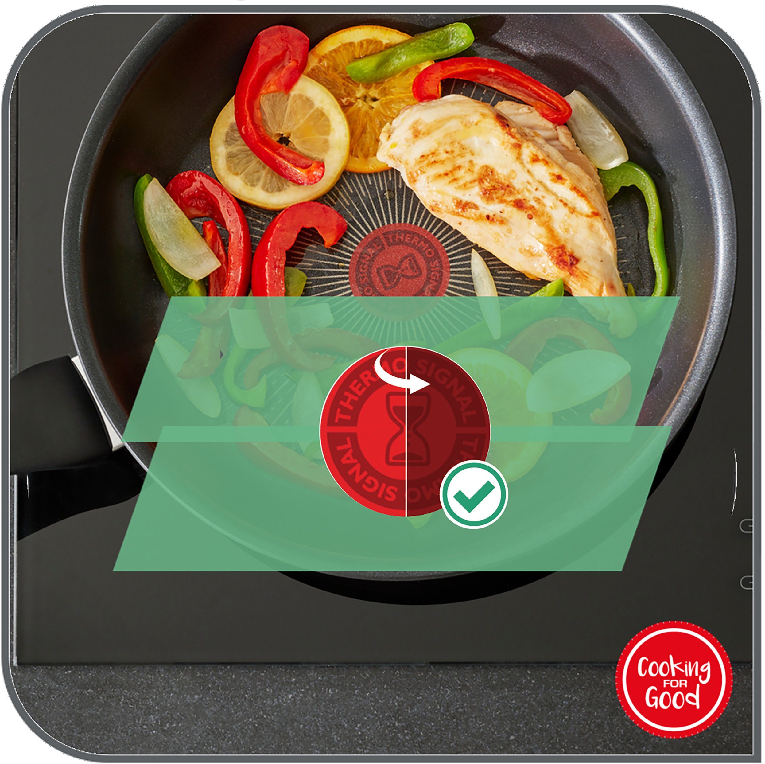 Tefal Koekenpan Resist, veilige titanium anti-aanbaklaag Thermo-signaal bij ideale baktemperatuur, niet inductiegeschikt