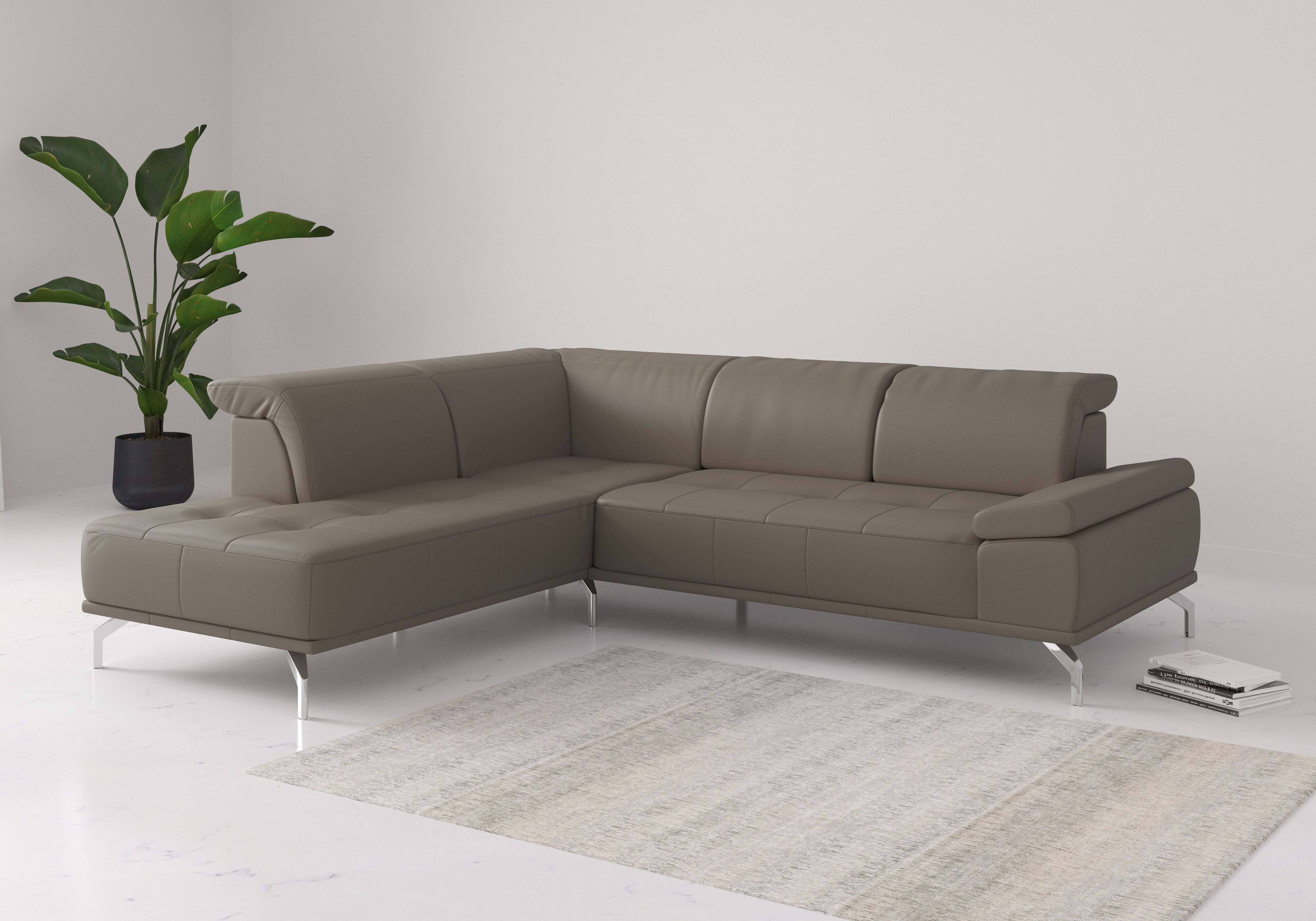 Places of Style Hoekbank Caluna Inclusief zitdiepteverstelling grijs, hoekbanken