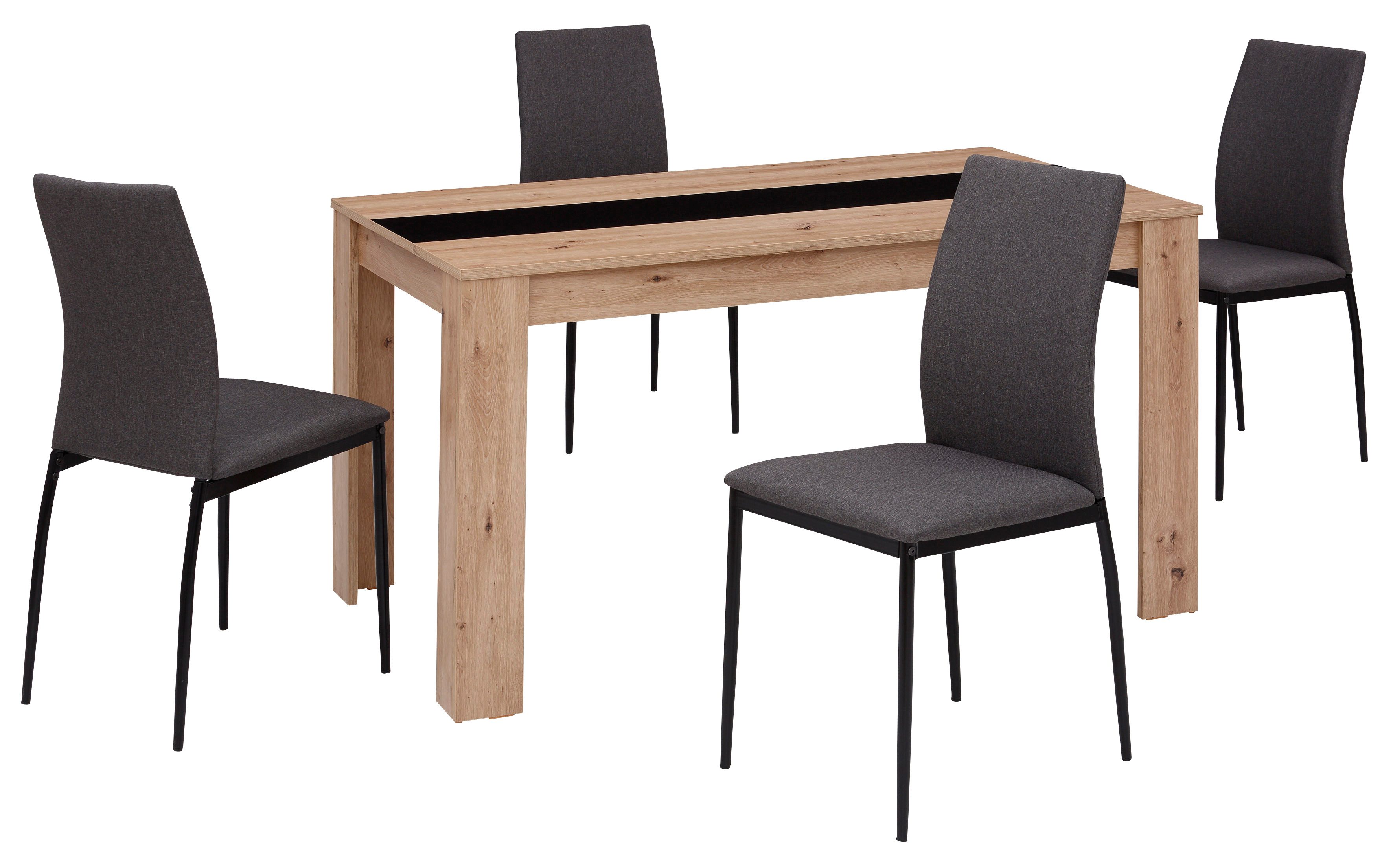 HELA Eettafel Simone Breedte 140 cm, met omkeerbare decoratie/zwart, onze beste prijs