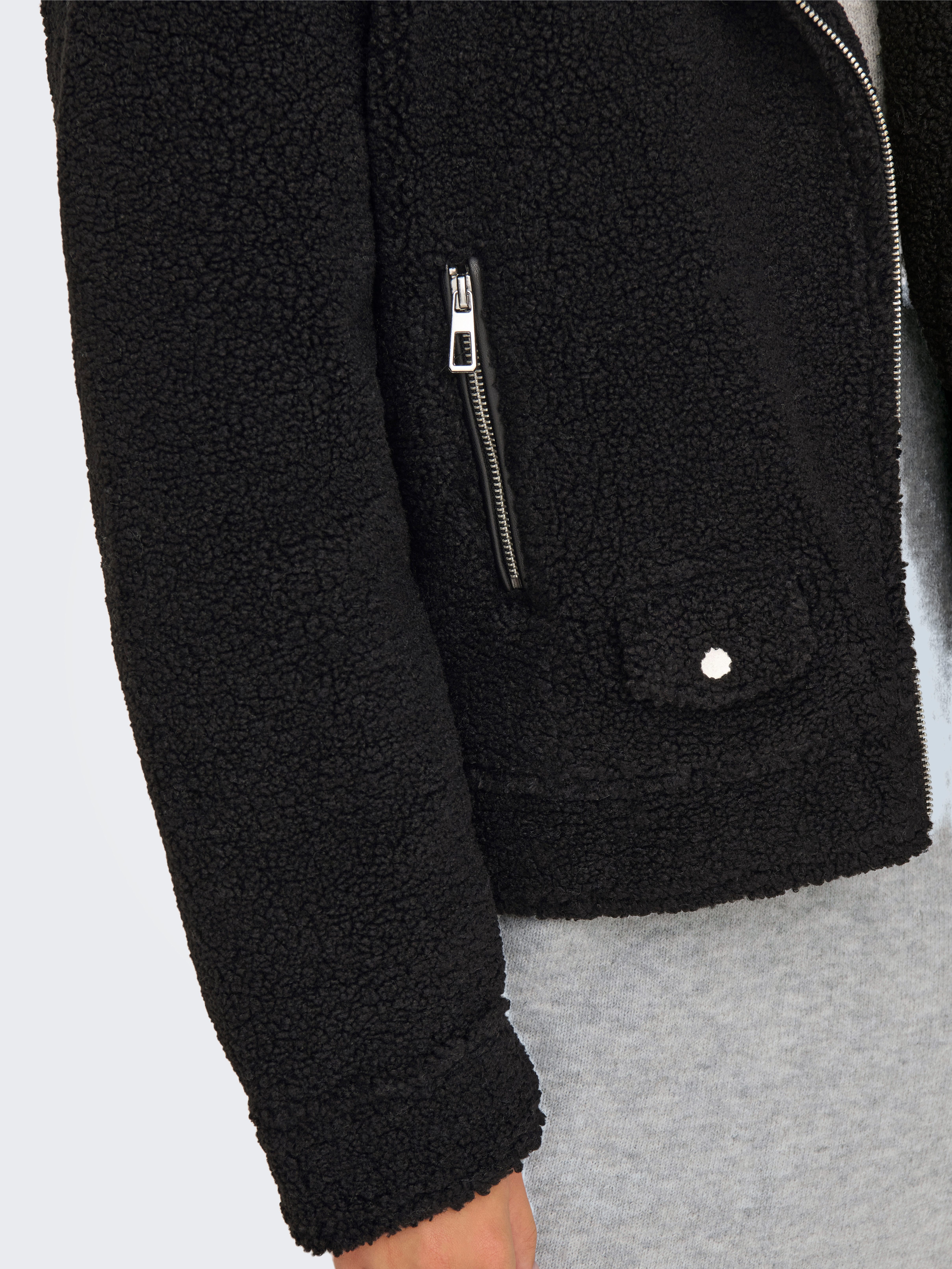 Only Bikerjack ONLRIO TEDDY BIKER JACKET CC OTW in bikerstijl van knuffelzachte teddypluche