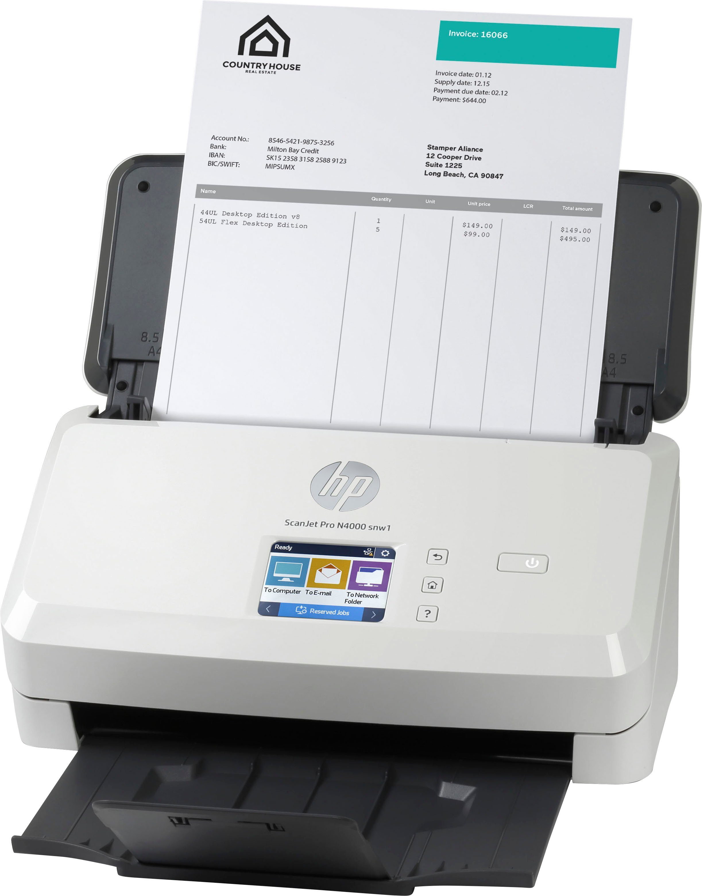 HP Scanner met documentinvoer ScanJet Pro N4000 snw1 HP+ Instant inc compatibel