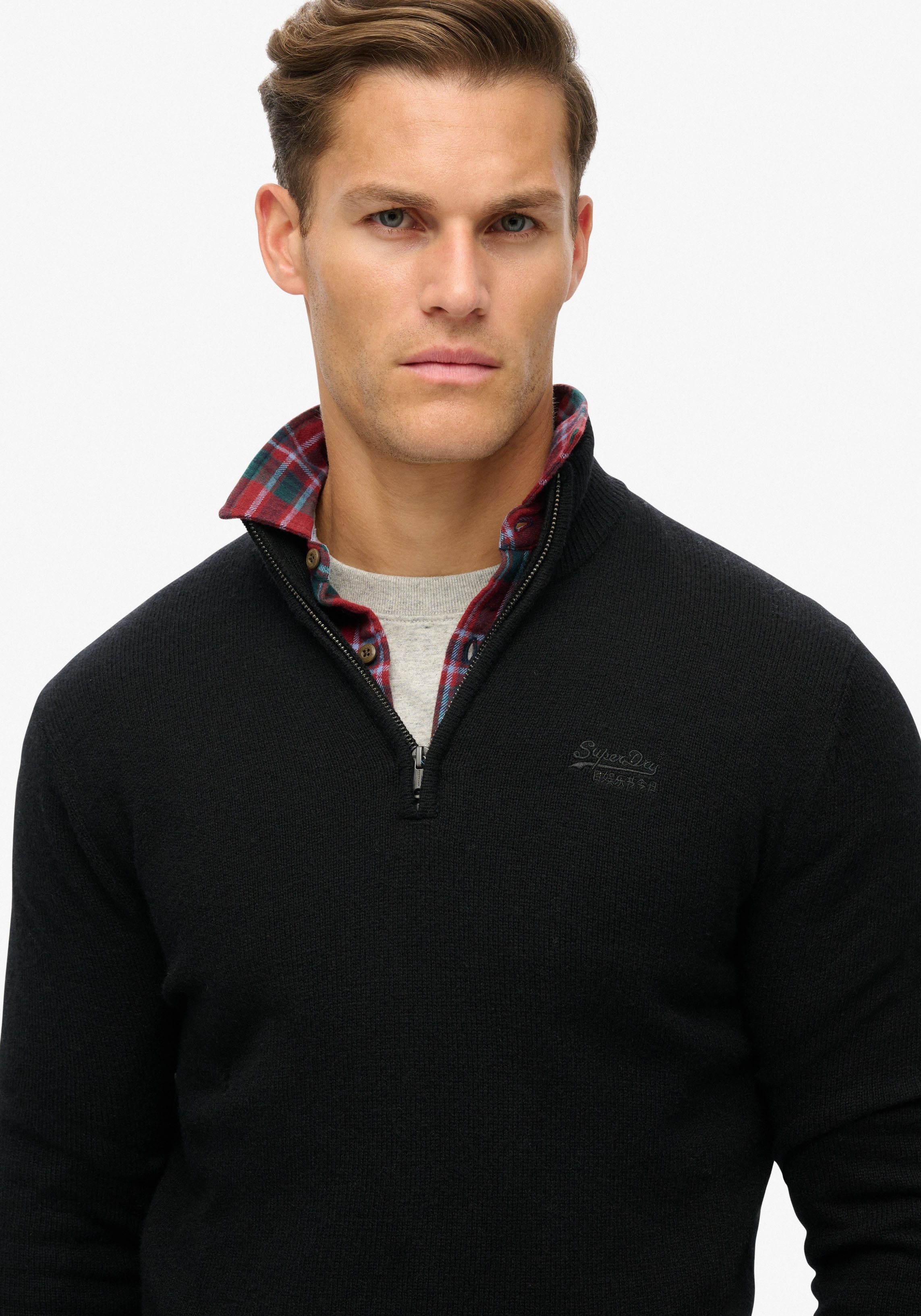 Superdry Gebreide trui ESSENTIAL EMB KNIT HALF ZIP