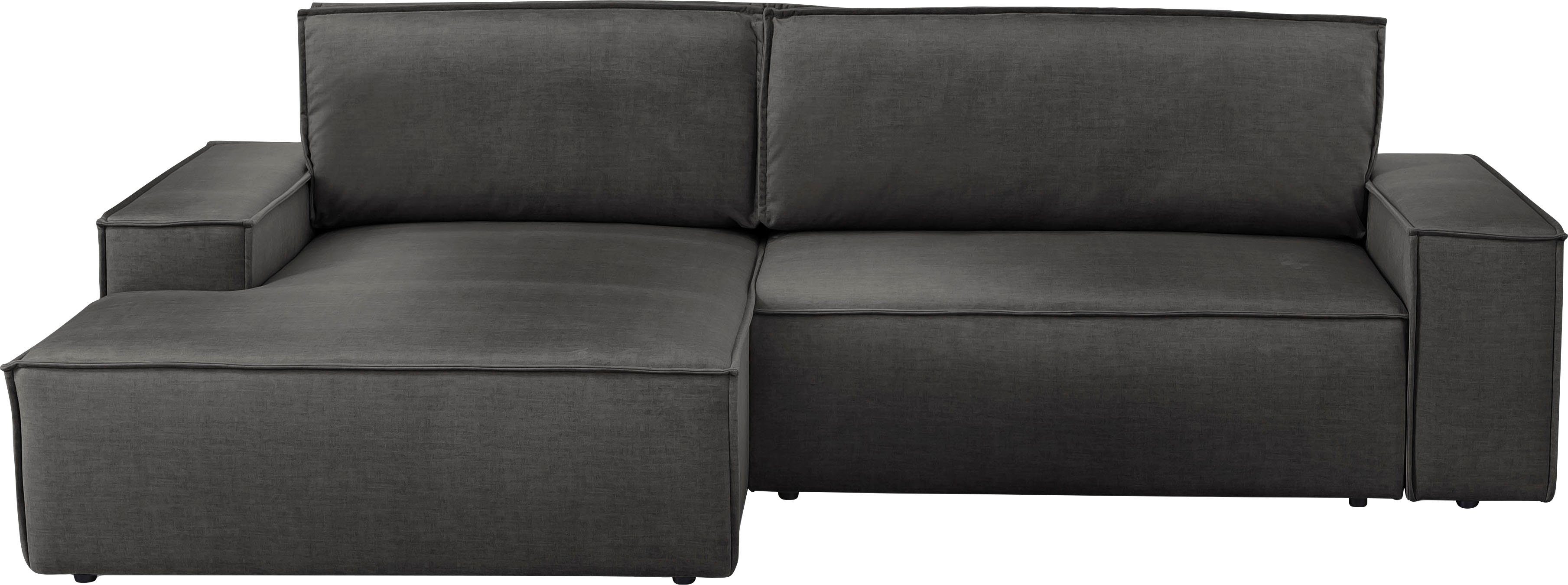 Home affaire Hoekbank SHERWOOD bedbank 267 cm, L-model, Slaapfunctie met bedlade (210x136 cm), cord, vintage, fluweel
