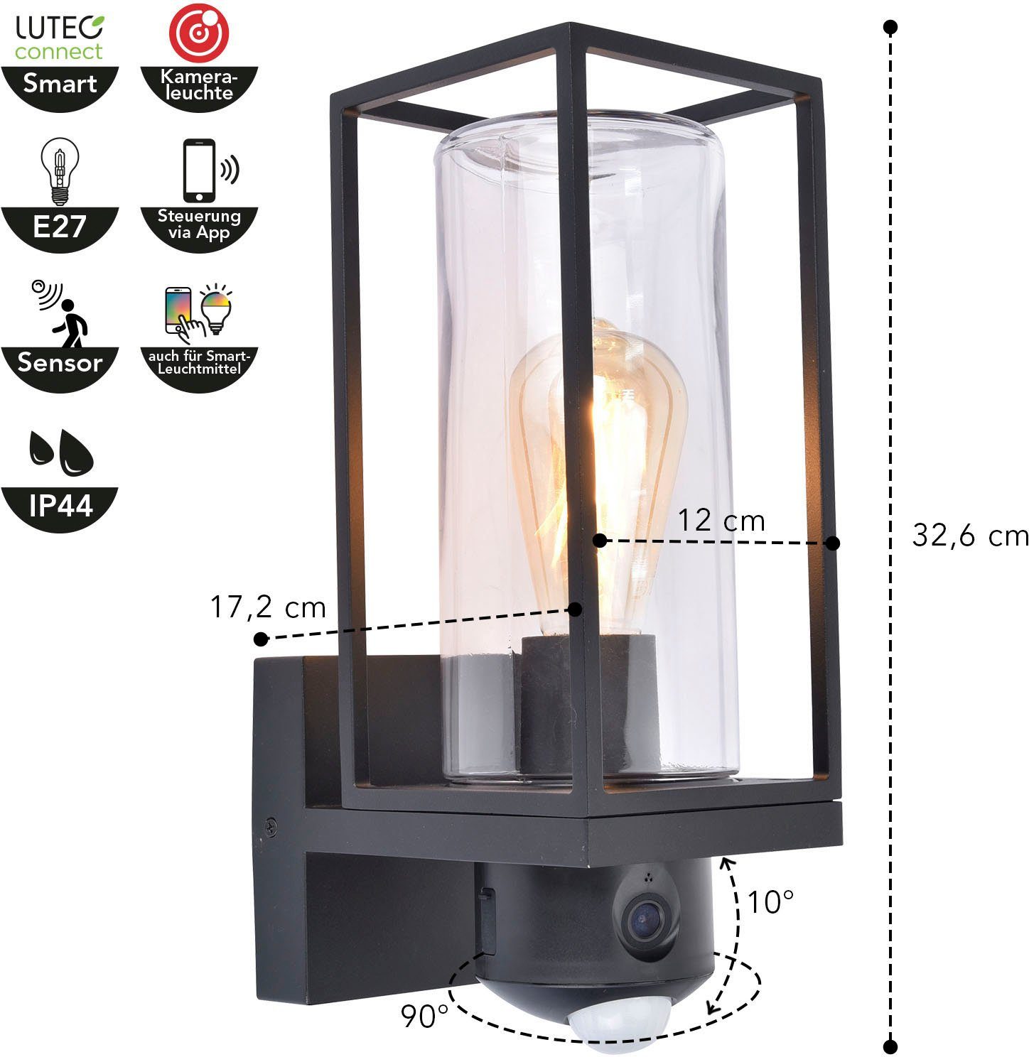 LUTEC Slimme ledlamp Flair Smart-Home camera lamp (1 stuk)