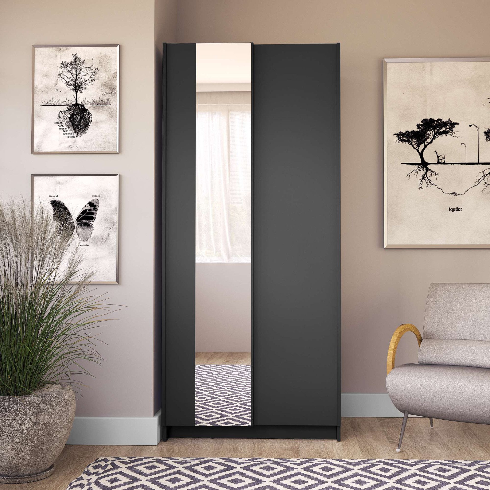 INOSIGN Kledingkast Hildreth linnenkast schuifdeuren, goedkope verzendkosten met spiegel, fsc®-gecertificeerd houtmateriaal, in 3 breedtes