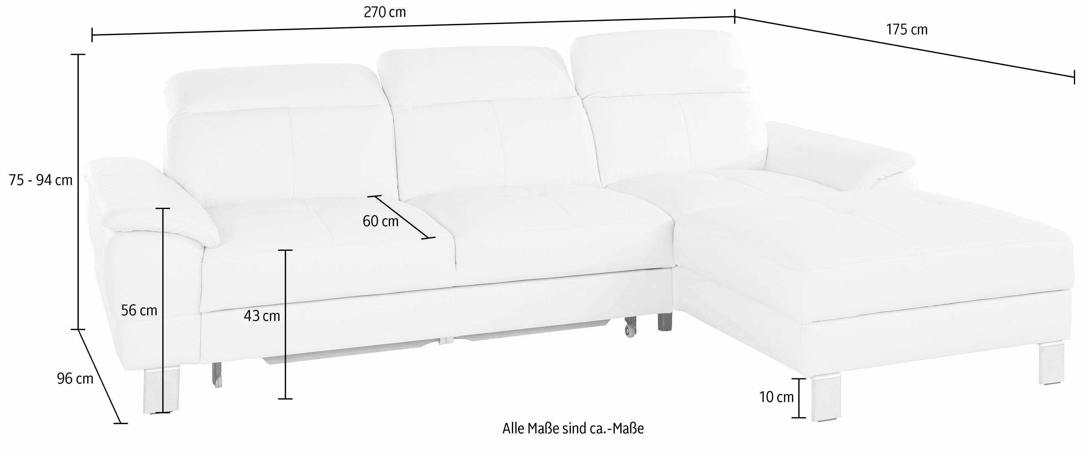exxpo - sofa fashion Hoekbank Mantua 2, incl. hoofd- of rugverstelling, comfortabel, L-vorm optioneel met bedfunctie en bedlade, geweldige afwerkingsdetails