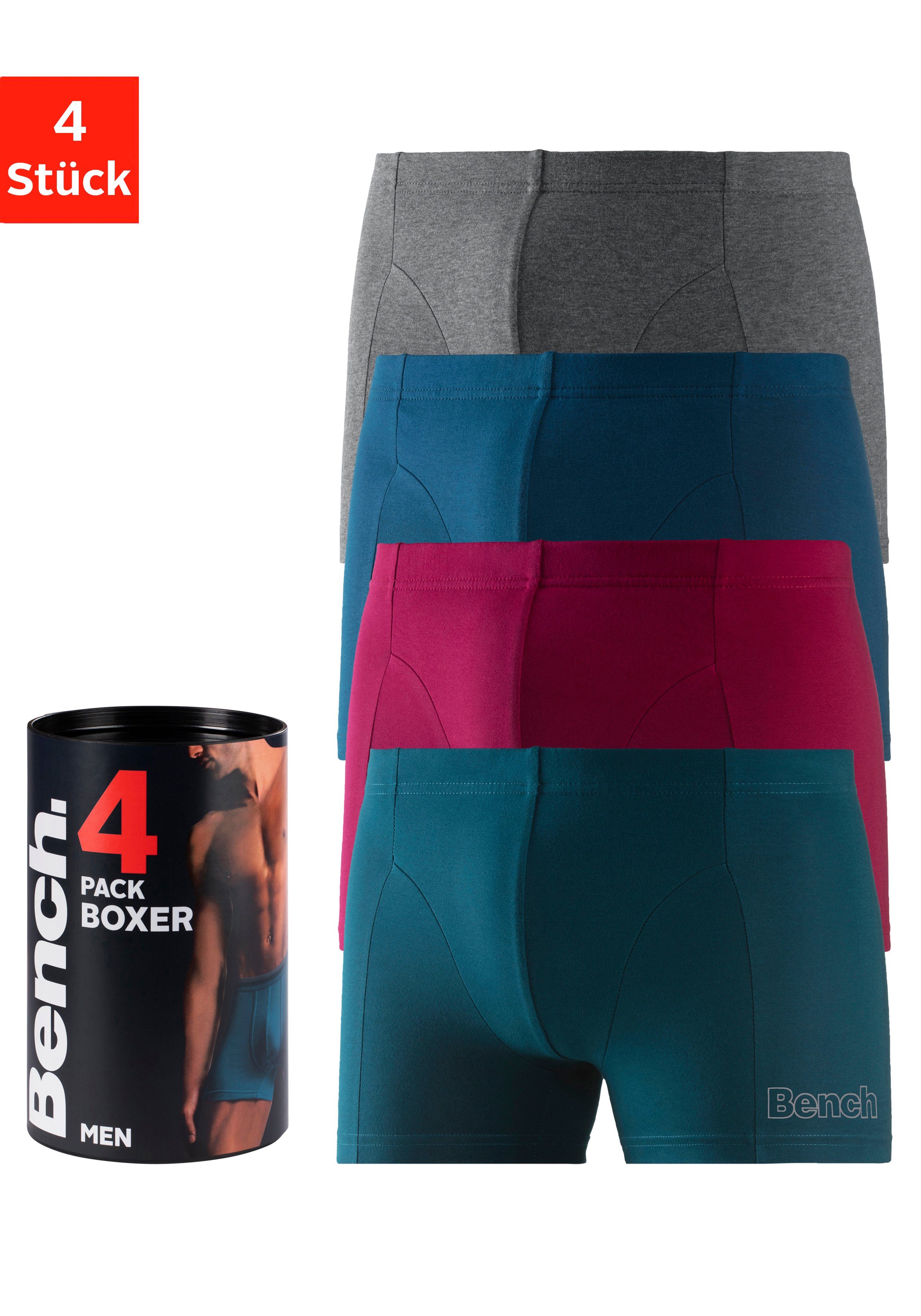 Bench. Boxershort voor heren met kleine logoprint op de pijp (blik, 4 stuks) heren boxershorts maat S multicolor