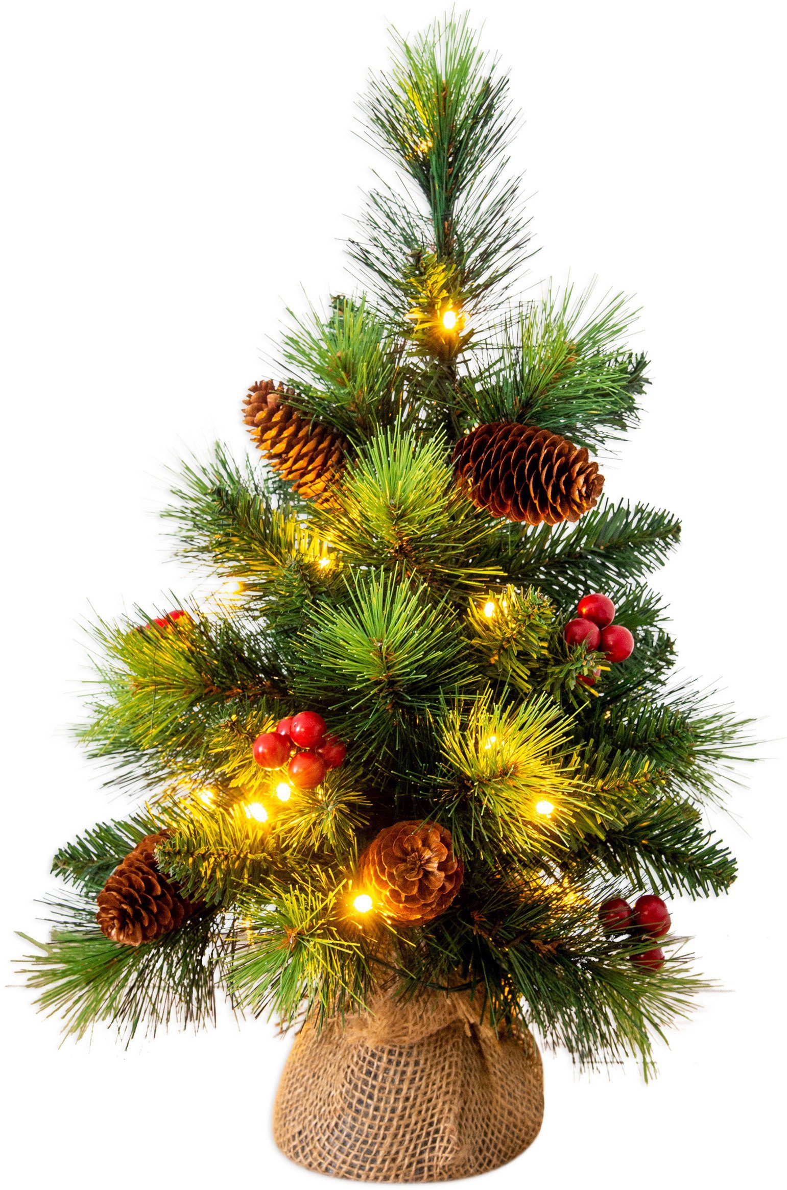 näve Led-lichttak Led-kerstboom met bessen en dennenappel, H.45 cm, kerstversiering