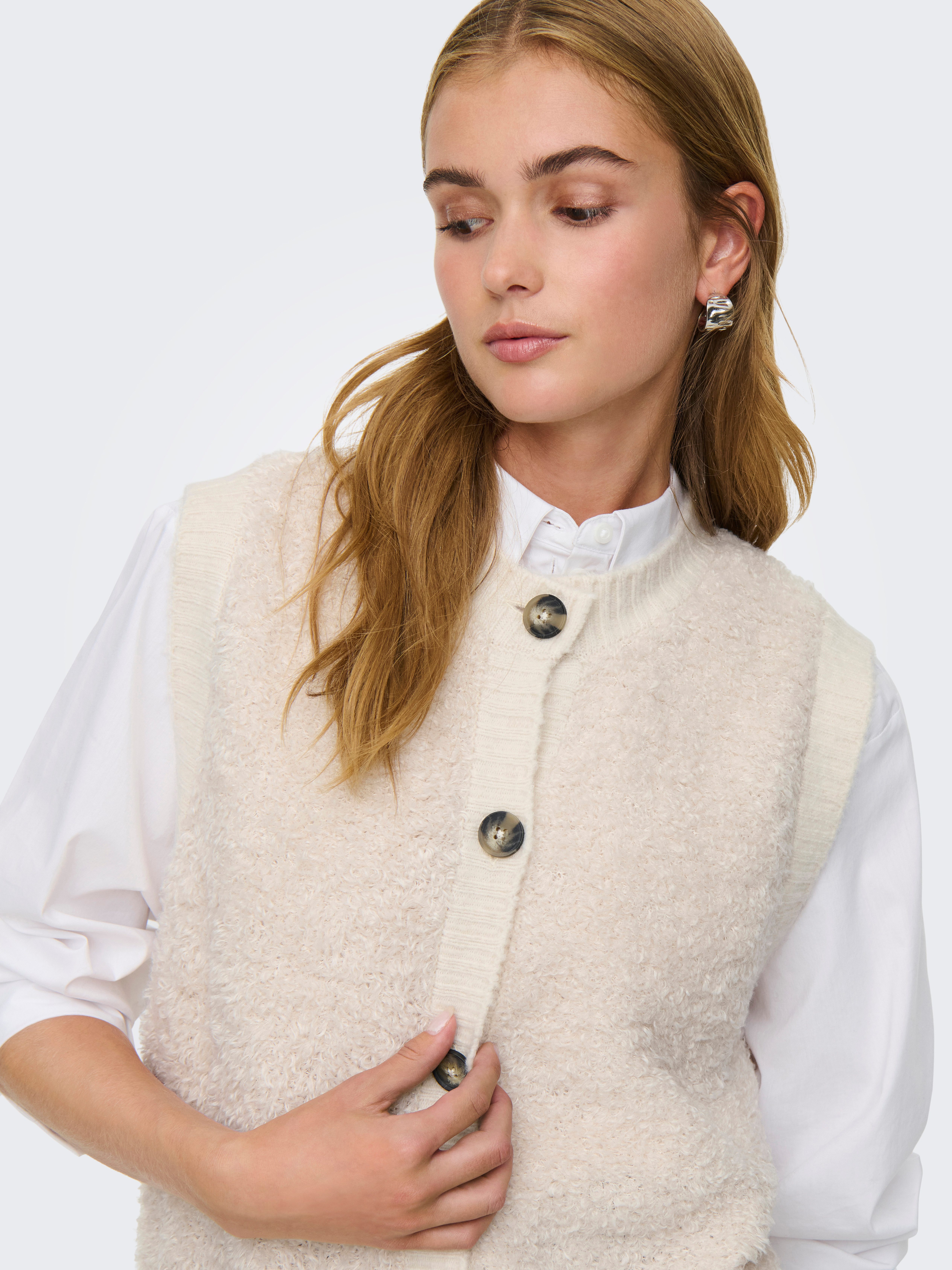 JDY Mouwloos vest JDYEIRA LIFE S/L O-NECK BUTTON VEST KNT