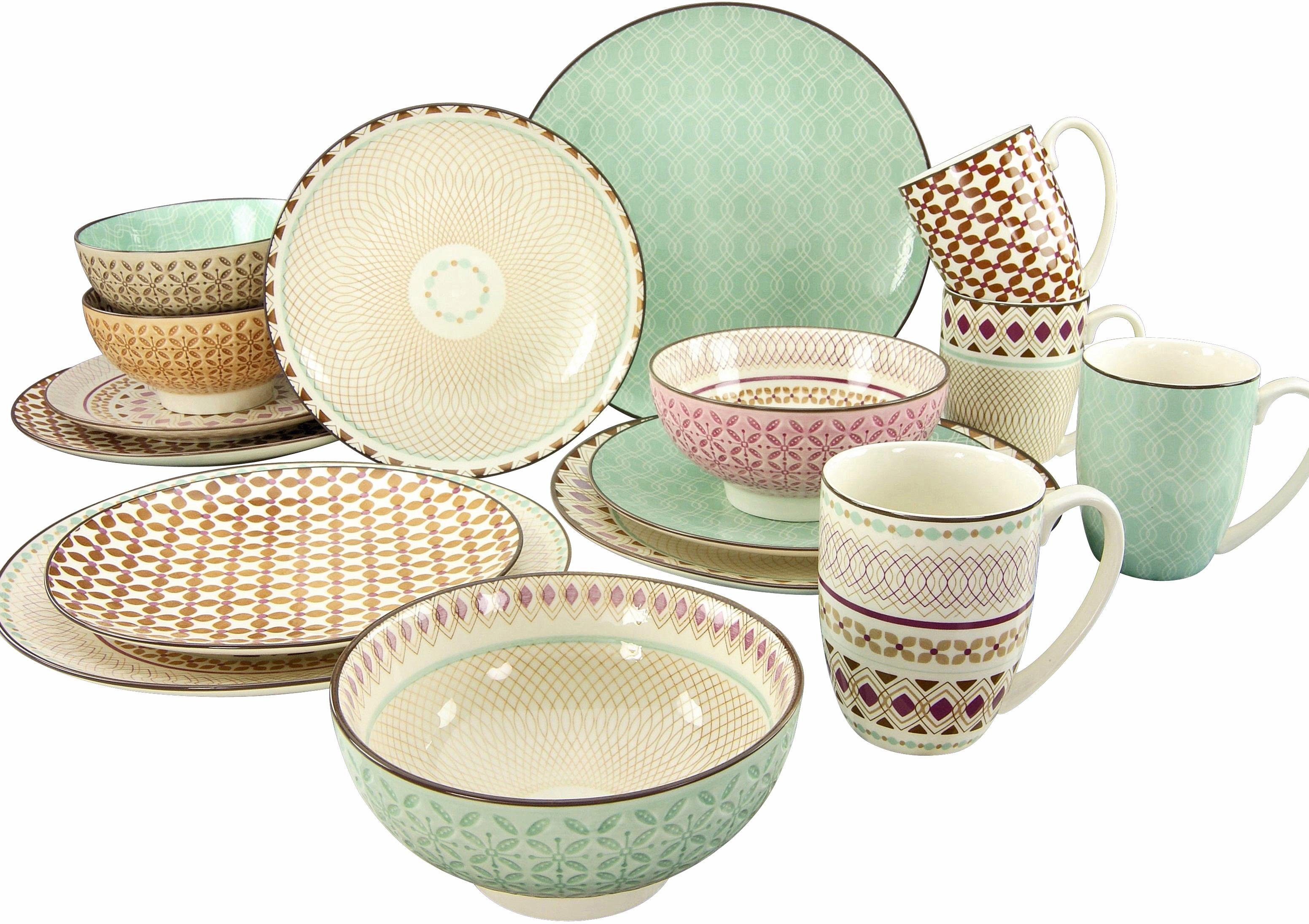 Otto CreaTable Combi-servies Mandala Servies. 4 designs. 16 delen. voor 4 personen (set. 16-delig) aanbieding